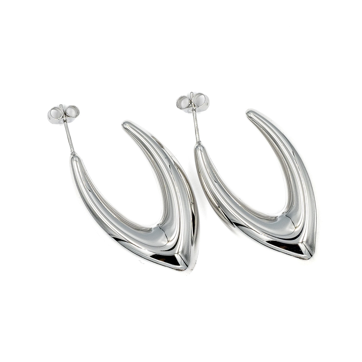 Superdivajewellery Women's Silver Curved Hoop Earrings In Silver