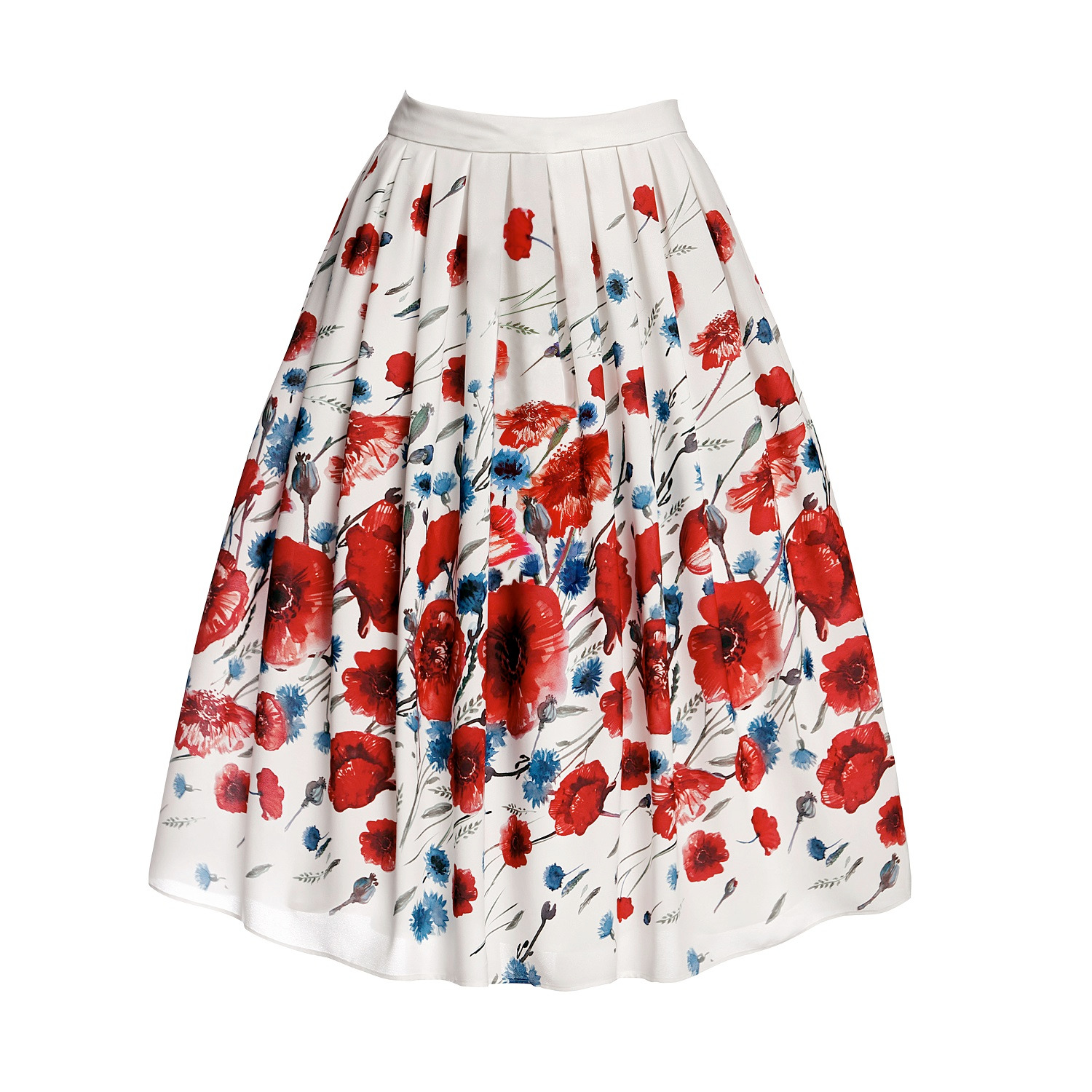 Poppy Flared Midi Skirt With Original Floral Print | Rumour