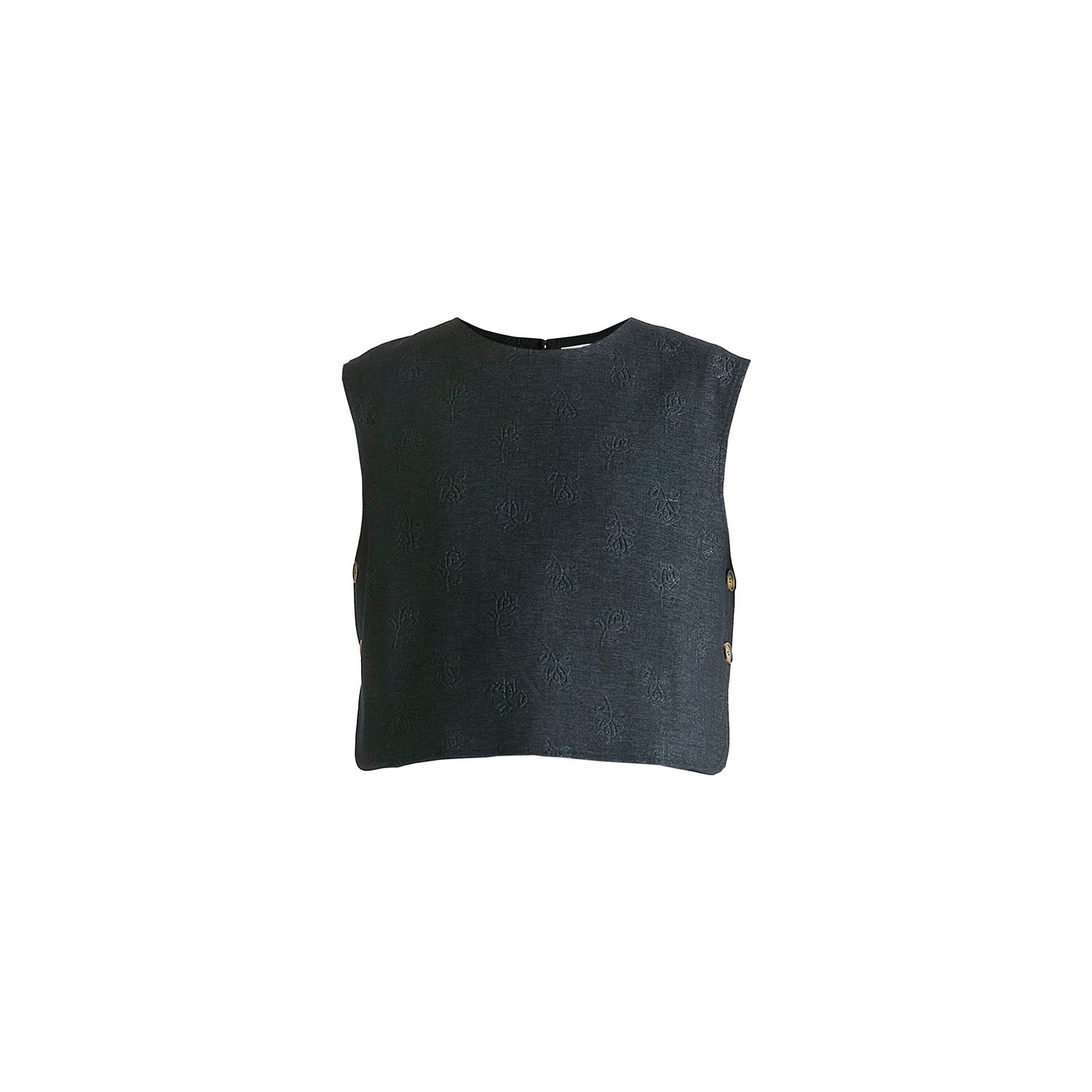 Paisie Women's Denim Effect Top In Embossed Print In Dark Denim Blue In Blue