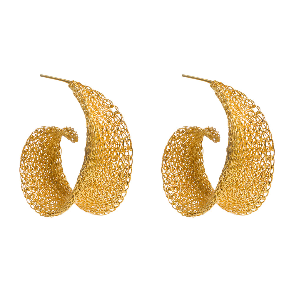 Women’s 22Ct Gold Weave Curled Hoops Freya Rose