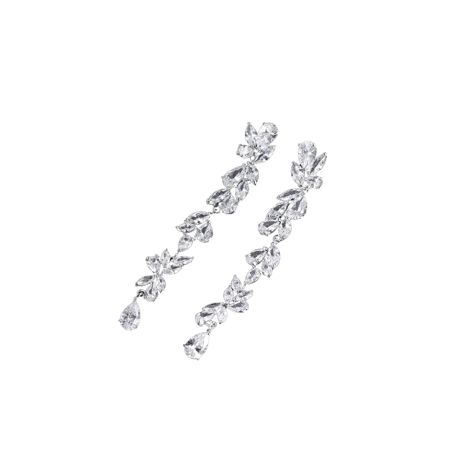 Chanel Joan Elkayam Women's Long Drop Crystal Silver Dangle Earrings In Silver