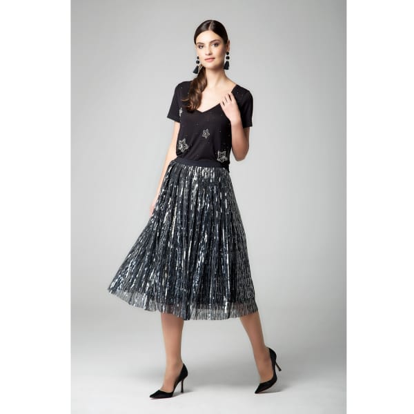 Rumour London Fairy Midi Sequined Skirt In Silver In Sequined