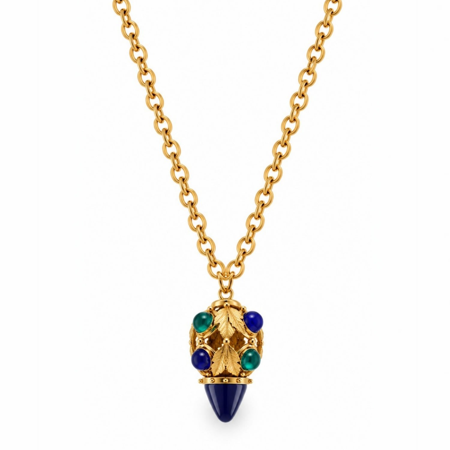 Vstyle Women's Blue / Green Midnight Blue & Green Statement Pendant Necklace. In Blue/green