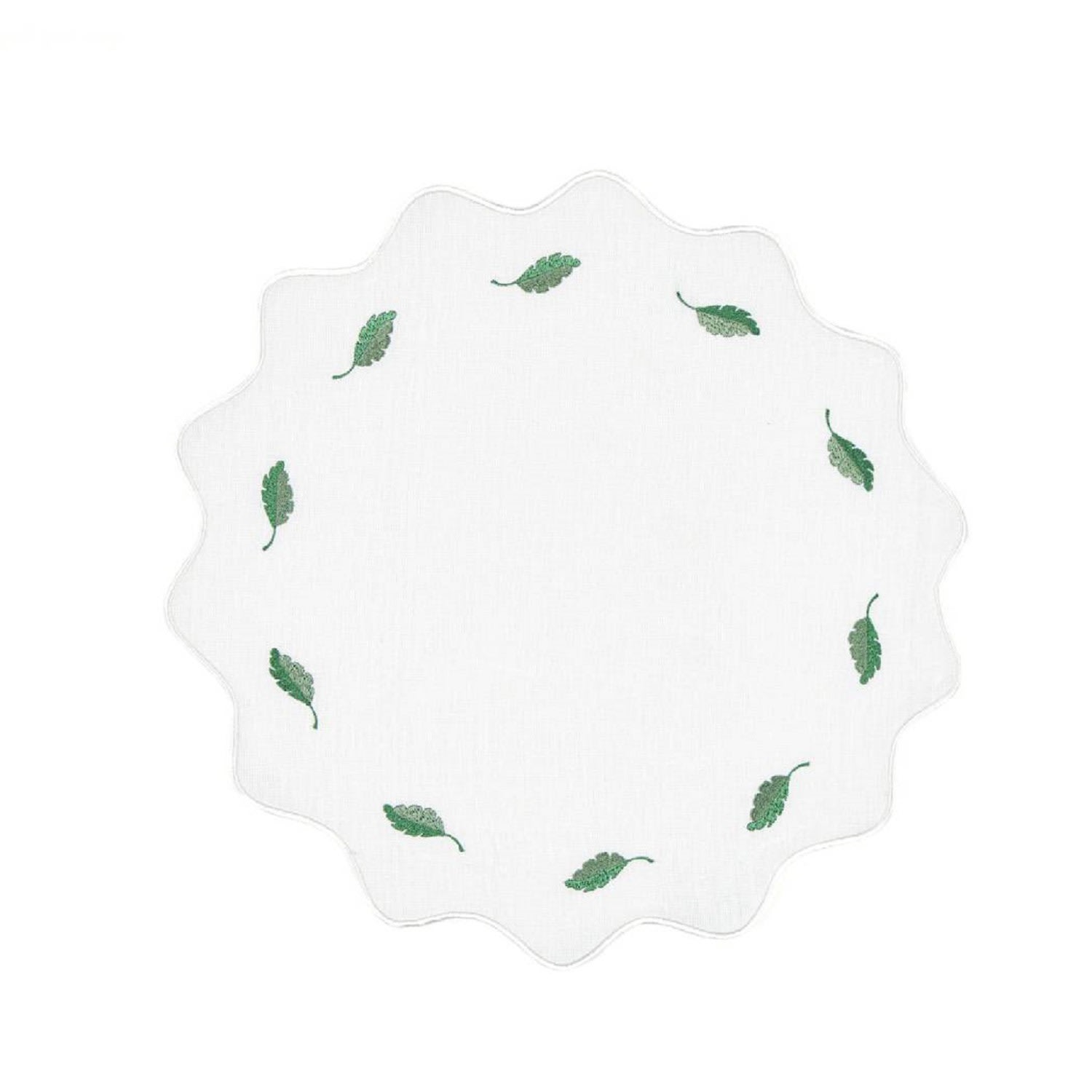 Flora - Leaves Embroidery Round Placemats Set Of 2 Km Home Collection