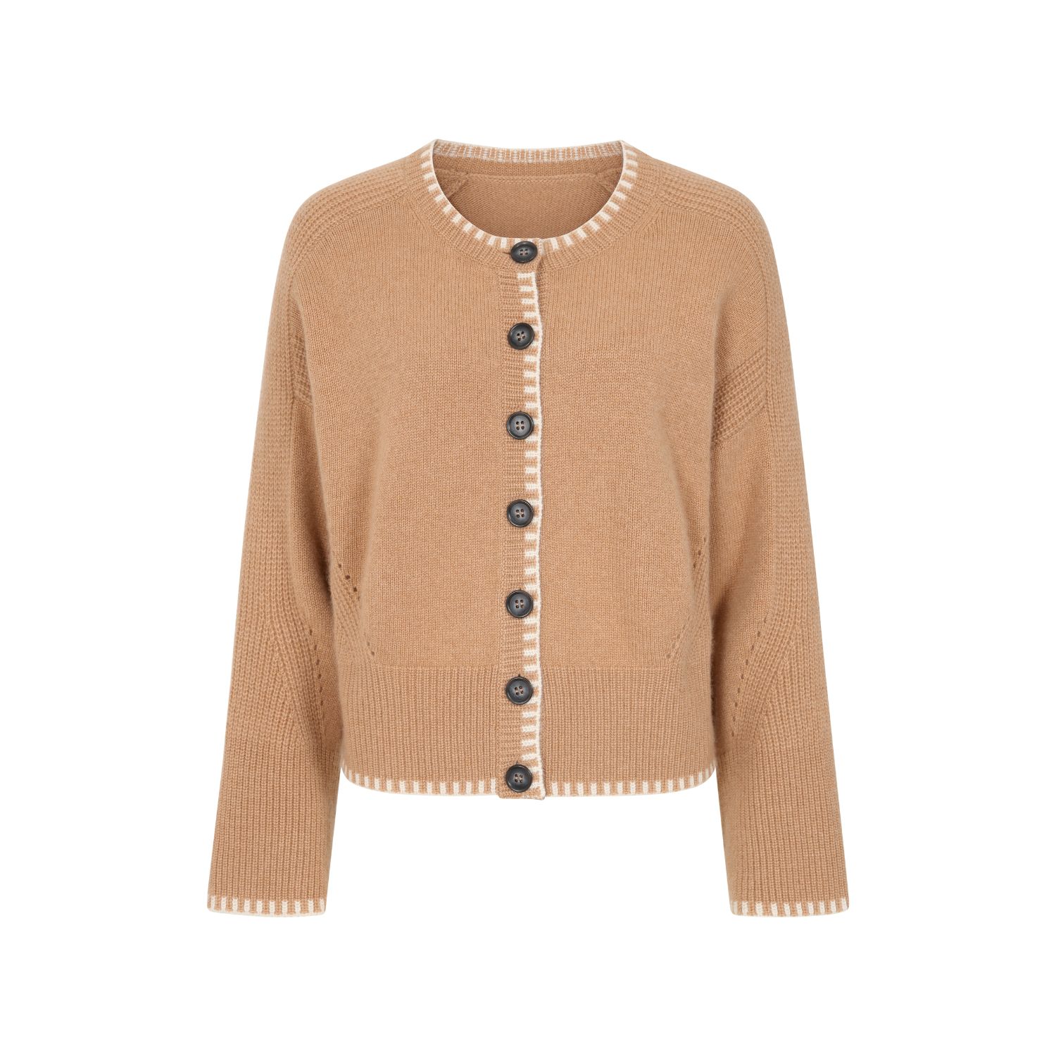 Loop Cashmere Women's Neutrals Cashmere Blanket Stitch Cardigan In Praline