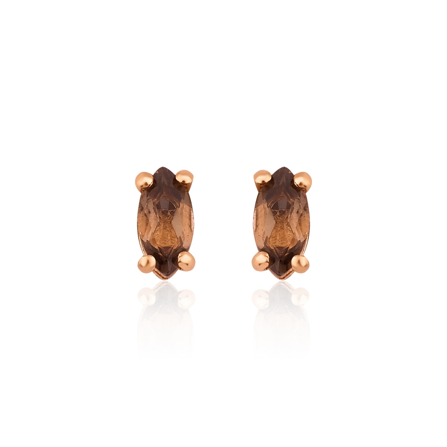 Melez Mini Atelier Women's Brown / Gold / Rose Gold Kofi Drop Earrings - Solid Rose Gold With Smoky Crystals