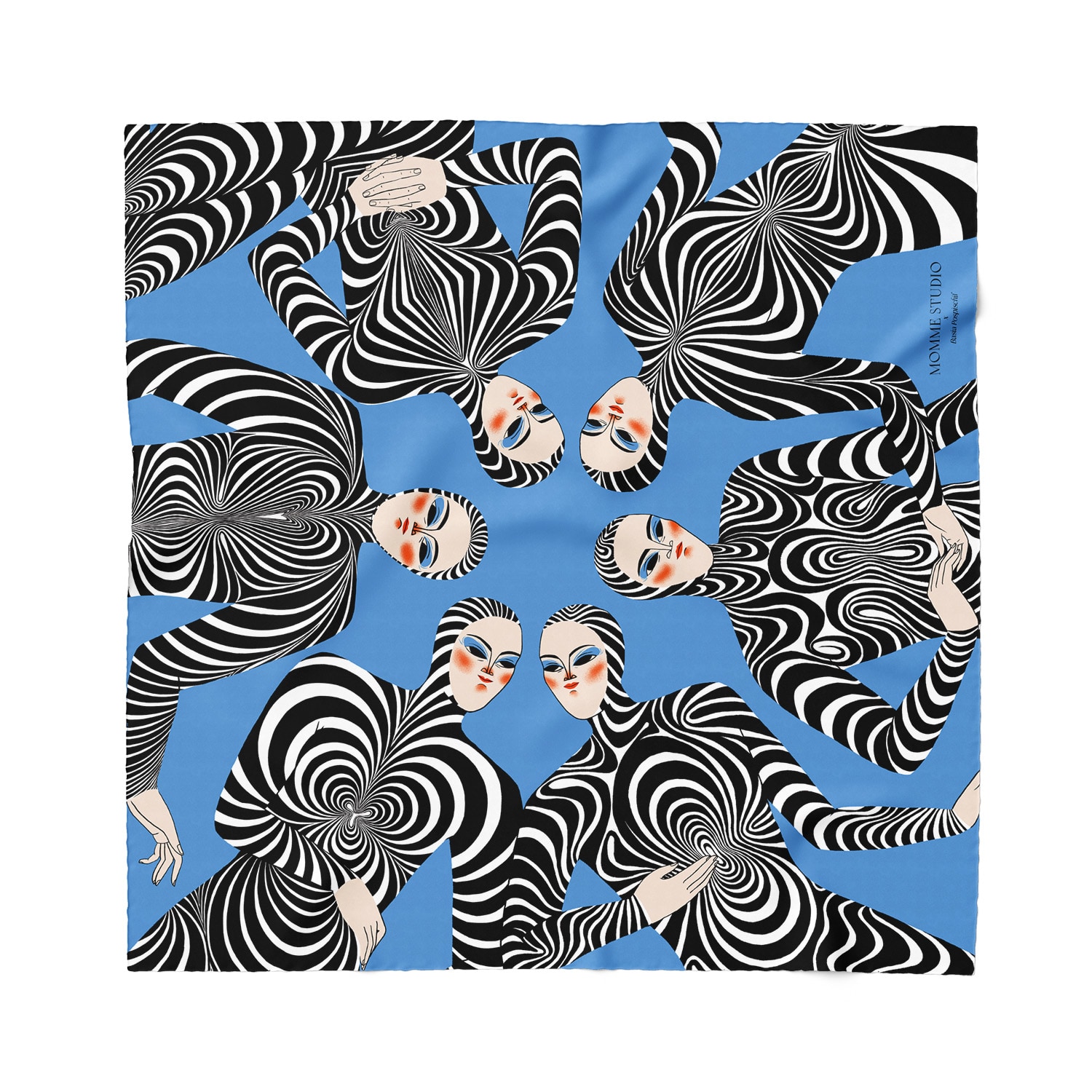Momme Studio Women's Entrancing Individuals - Blue Beach Silk Scarf In Blue