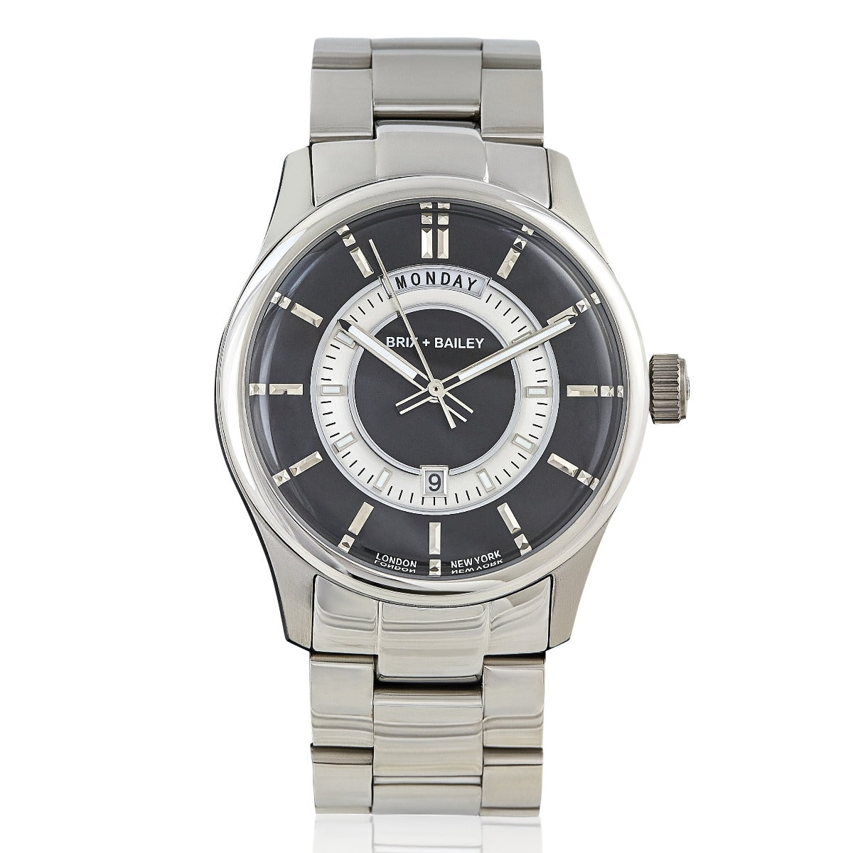 Black / Silver The Brix + Bailey Men’s Barker Black Steel Strap Watch Form Two Bxiii Brix+Bailey