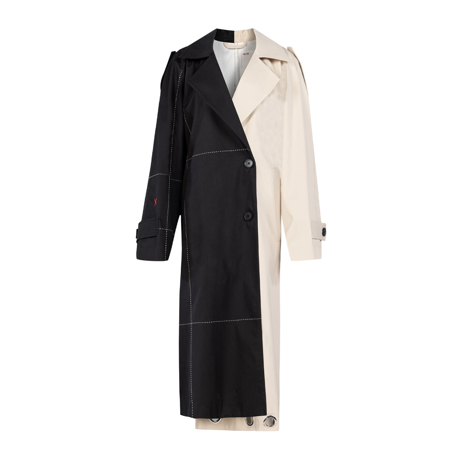 Pcfg Women's Neutrals / Black Free Heaven Multicolor Trenchcoat In Black