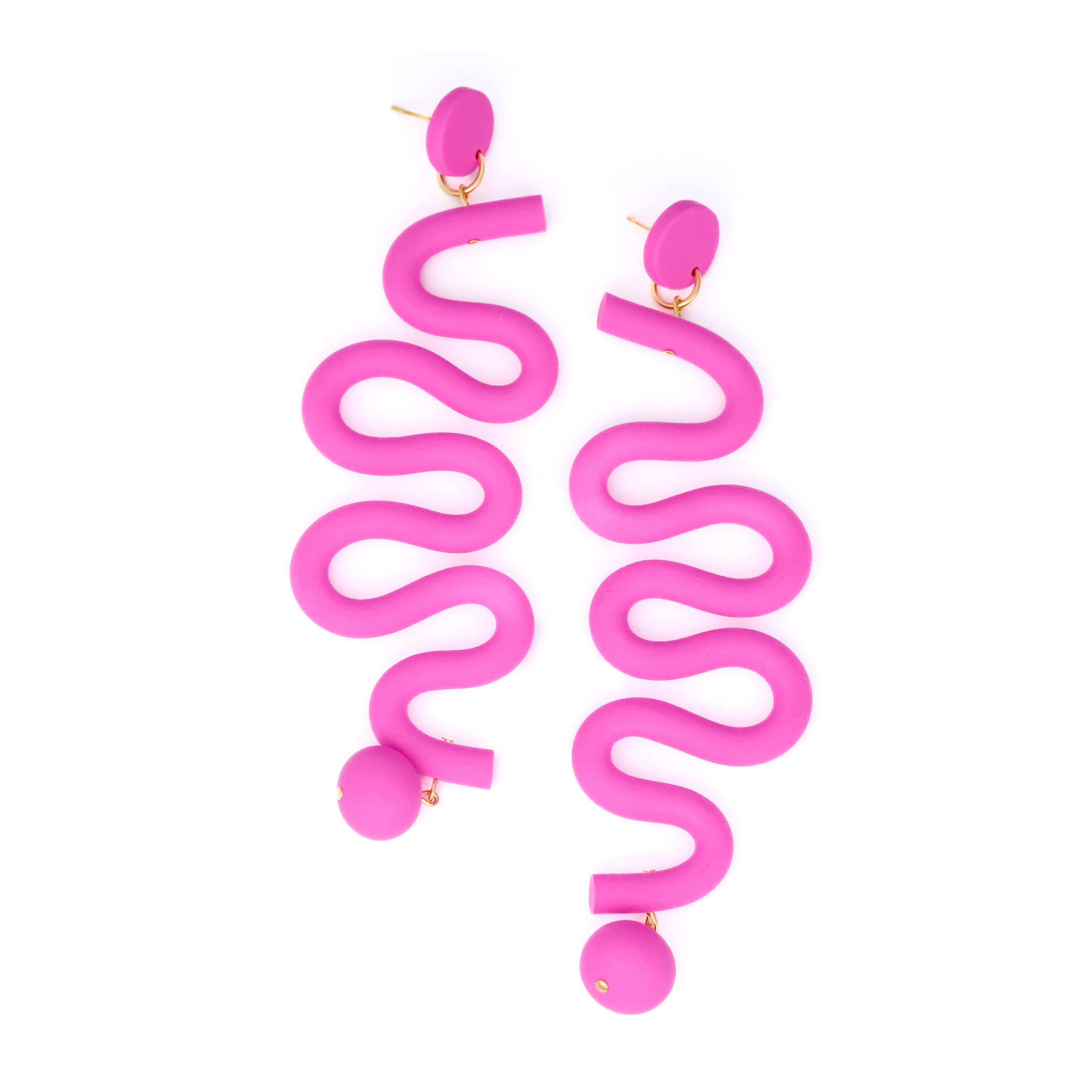 By Chavelli Women's Pink / Purple Tube Squiggles Earrings In Pink