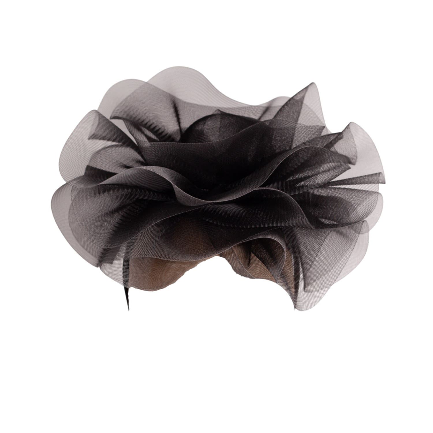 Victoria Charles Headpieces Women's Black / Silver Black Crin Centred Headpiece With Silver Edge Detail On Black Satin Headband In Black/silver