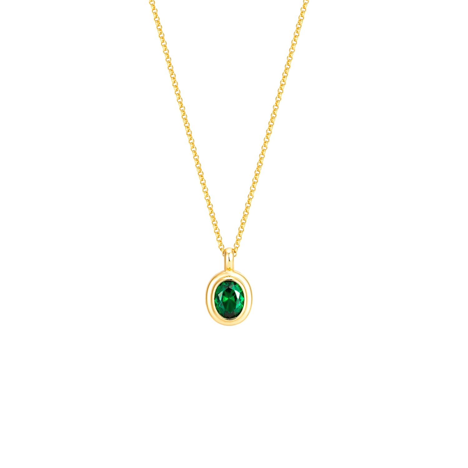 Women’s 22Ct Gold Vermeil Emerald Cz Oval Stone Necklace Seol + Gold