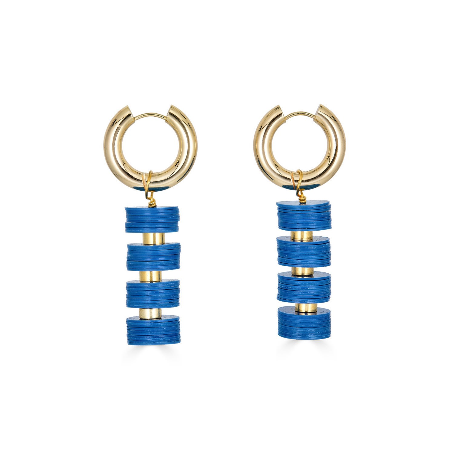 Women’s Blue Bay Disc Beads Gold Filled Earrings Rodela