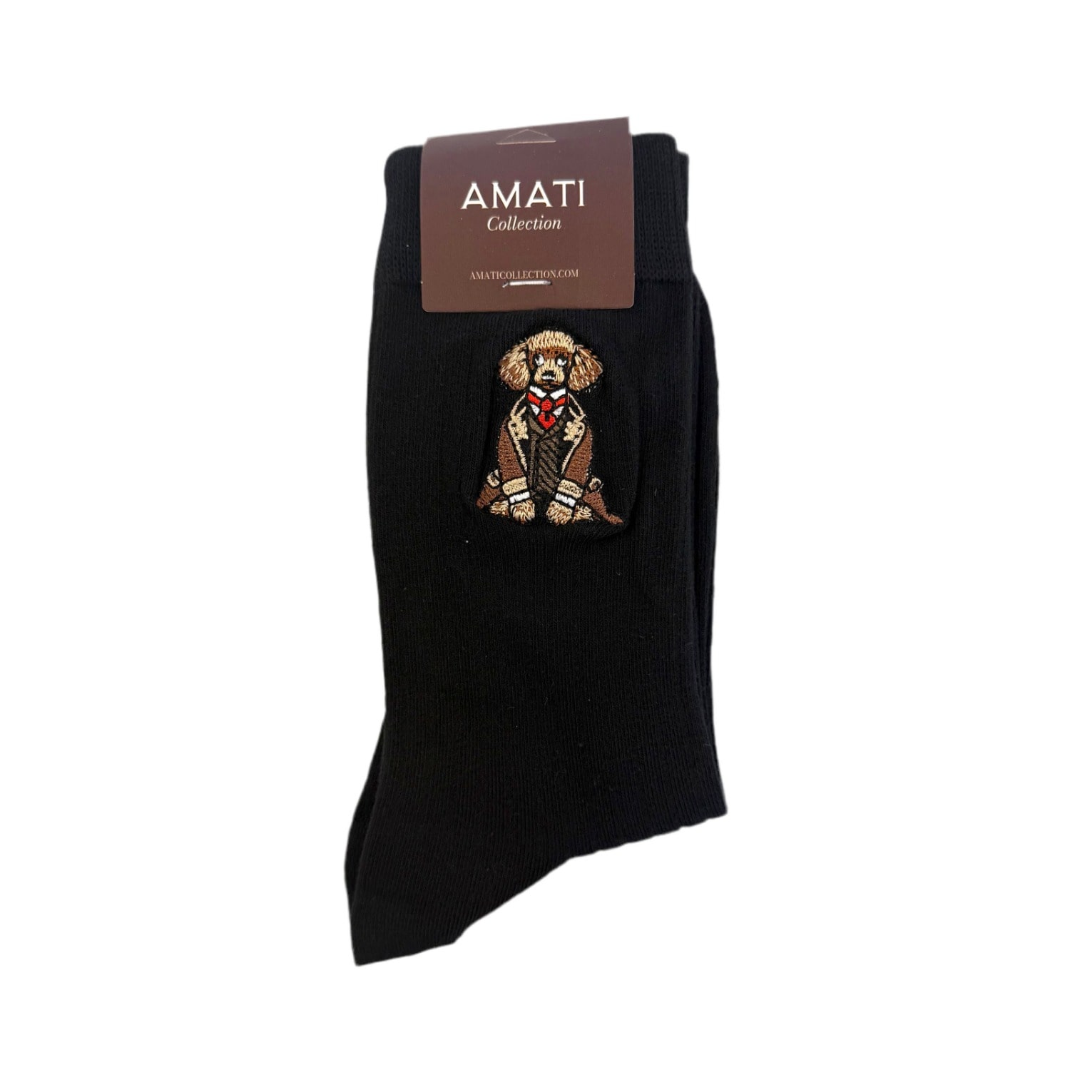 Amati Collection Women's Black / Neutrals Poodle Embroidered Socks Unisex Cotton - Black