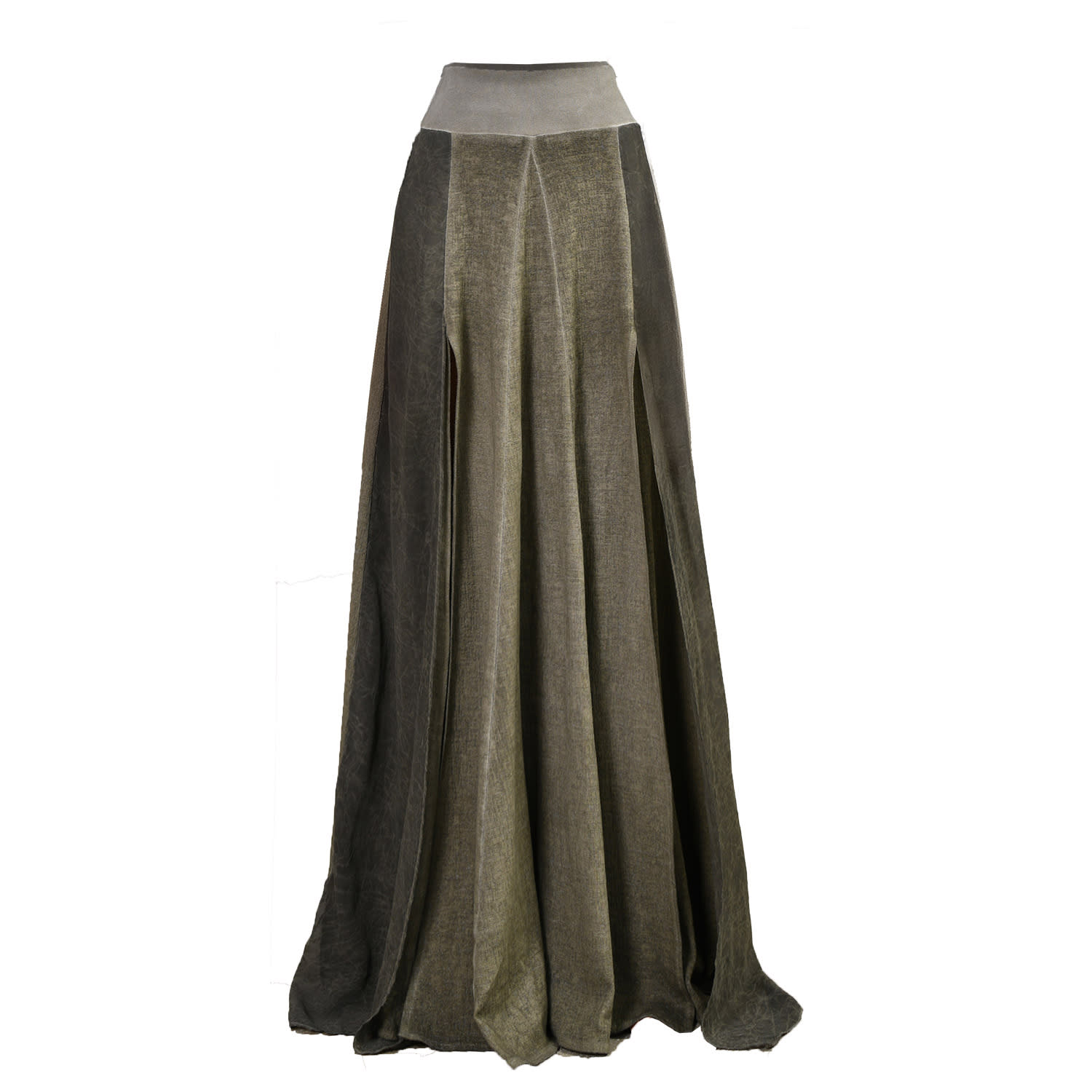 Women's Zhe Skirt Boho High Slit Maxi Skirt - Khaki Green | One Size | Zhenabia