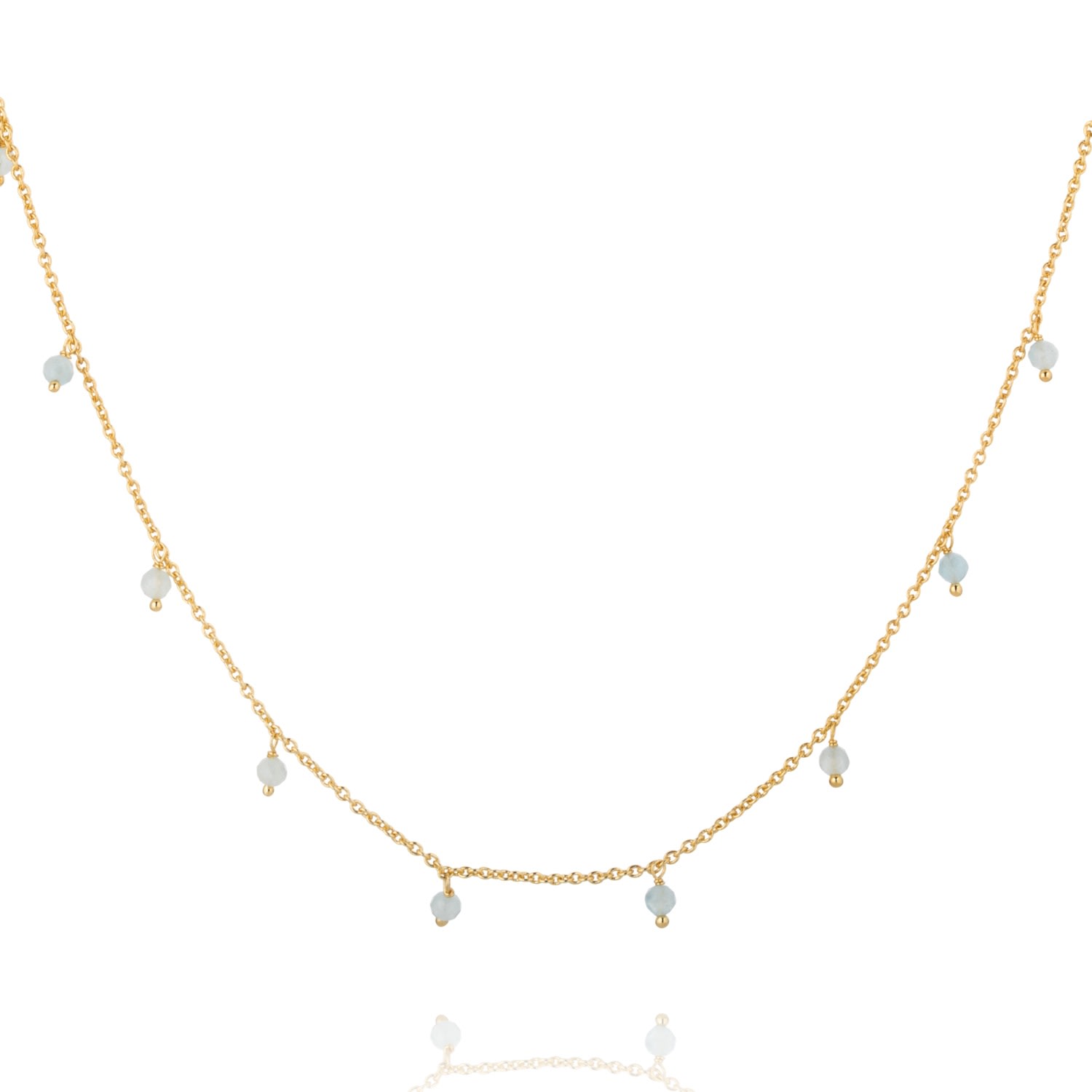 Coco & Kinney Women's Gold / Blue March Birthstone Necklace- Milky Aqua In Multi