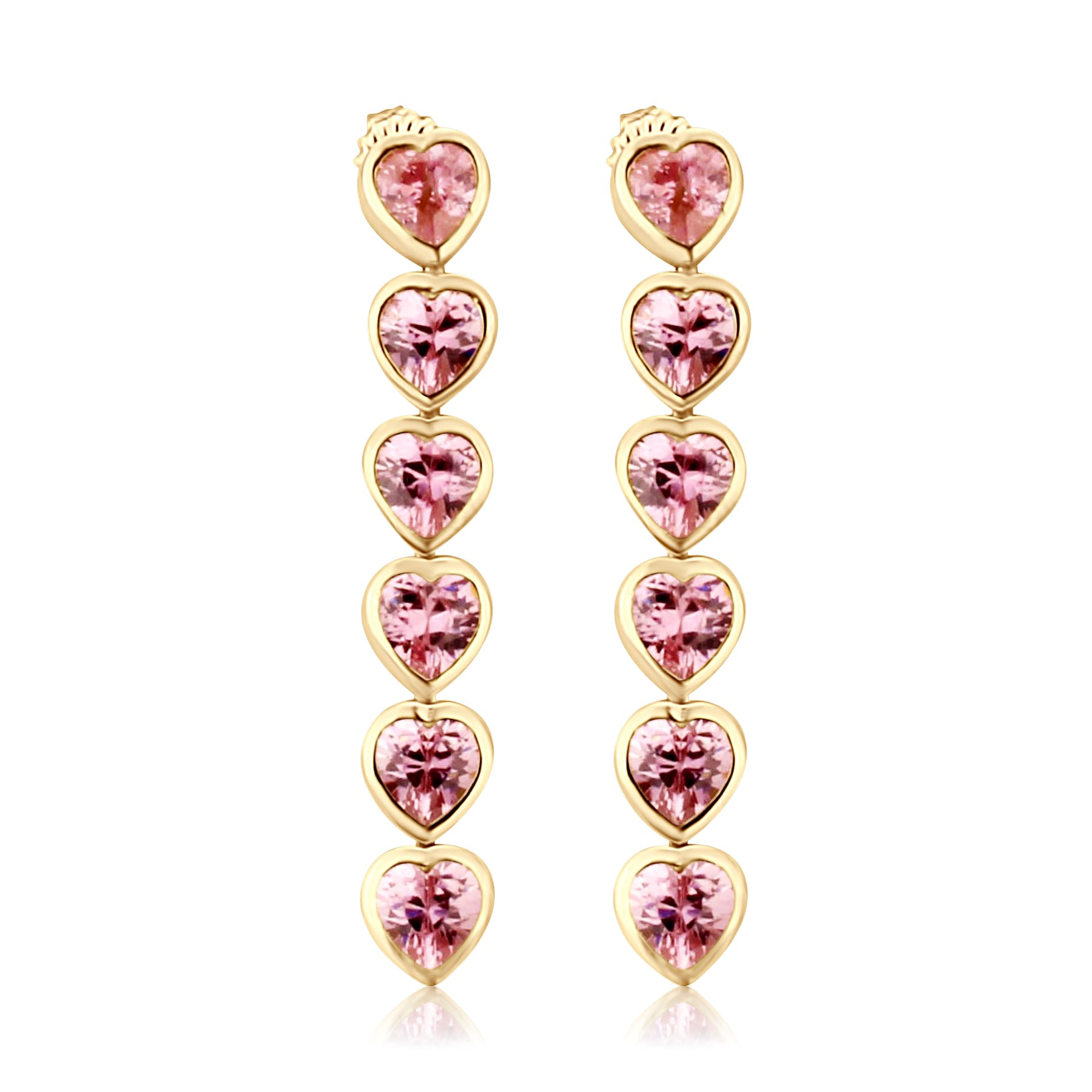 Women’s Gold / Pink / Purple Heart Drop Earrings - Pink Shymi