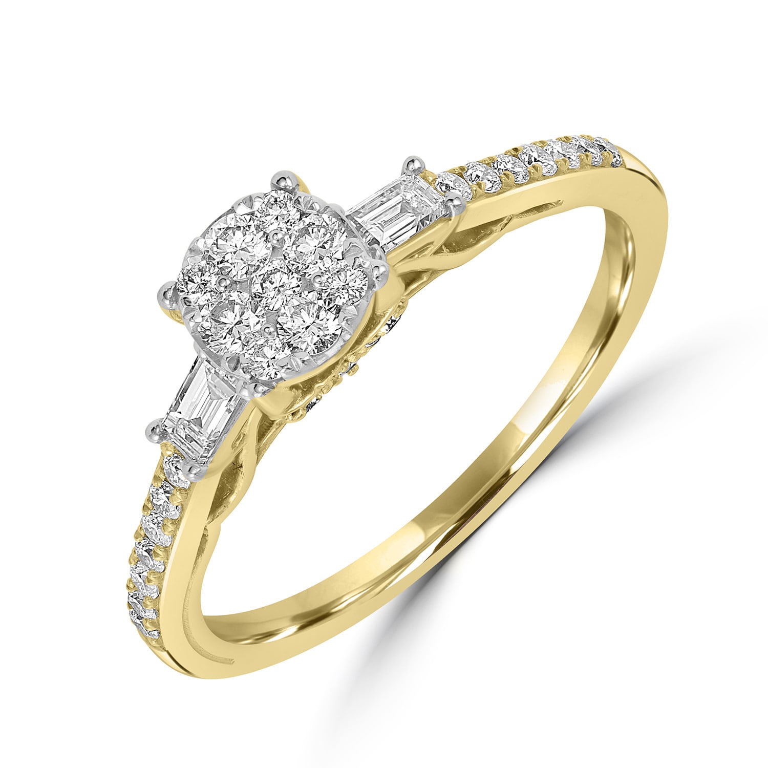 Artisan Women's Gold / White Natural Diamond Pave Designer Band Ring In Gold
