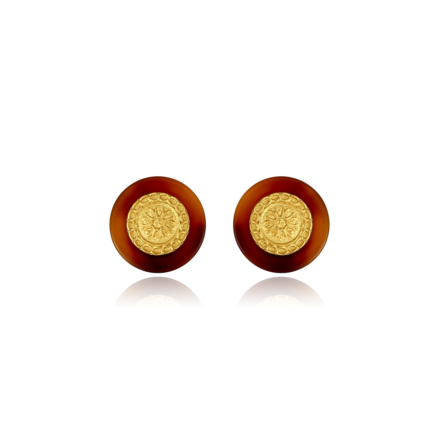 Retro Chic Women's Brown / Gold Retro Coin Earrings In Multi