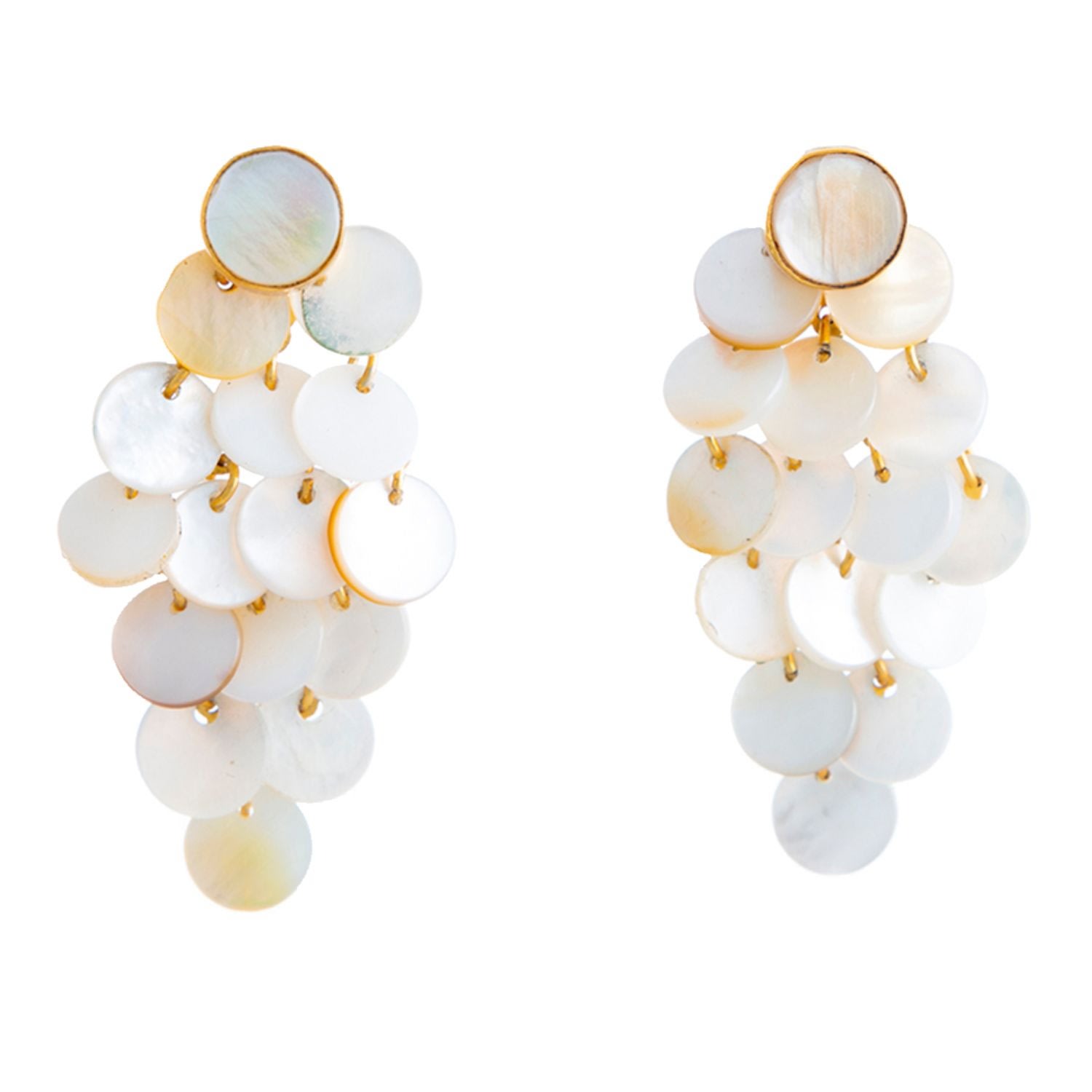 Women’s Gold / White White Mother Of Pearl Earrings Maldives Lavani Jewels