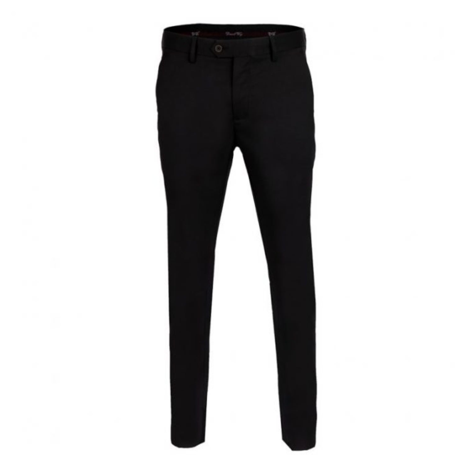 David Wej Men's Plain Smart Trousers With Belt Loops – Black In Black