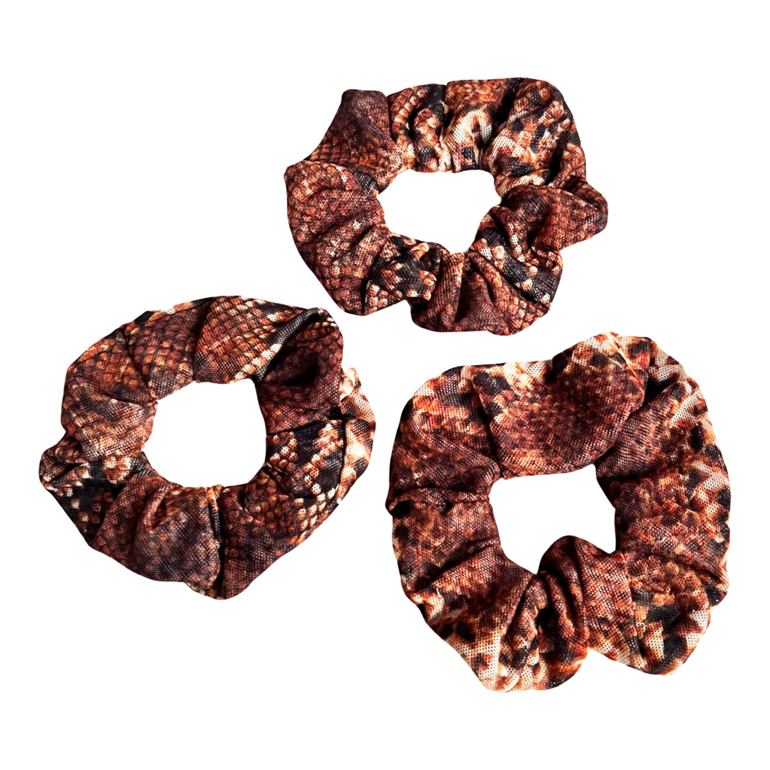 Eco-Conscious Scrunchy In Snake Brown Print - Pack of 3, L2R THE LABEL