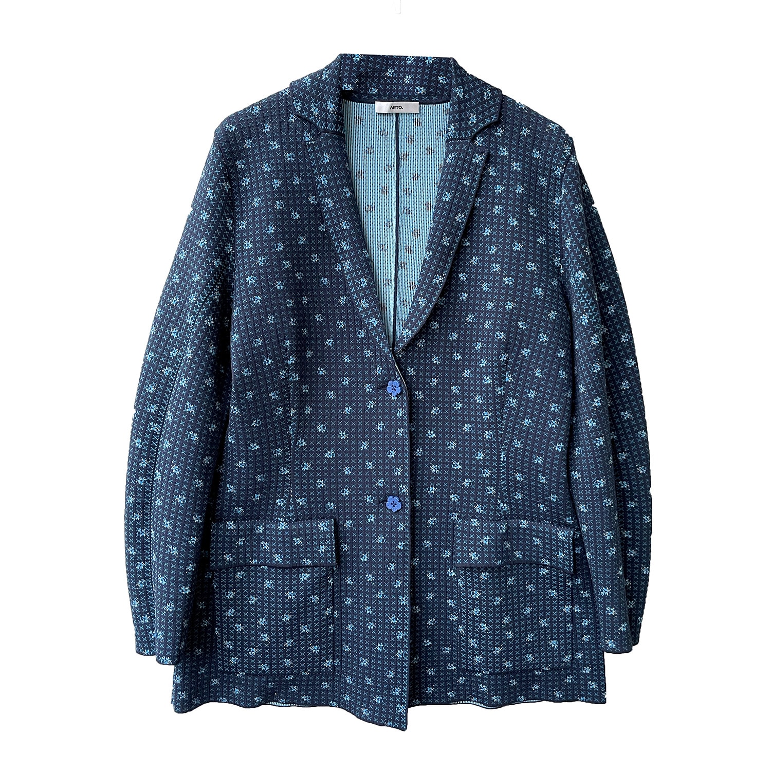 Women’s Blue Yeah! Pixel Floral Knit Blazer Medium Arto.