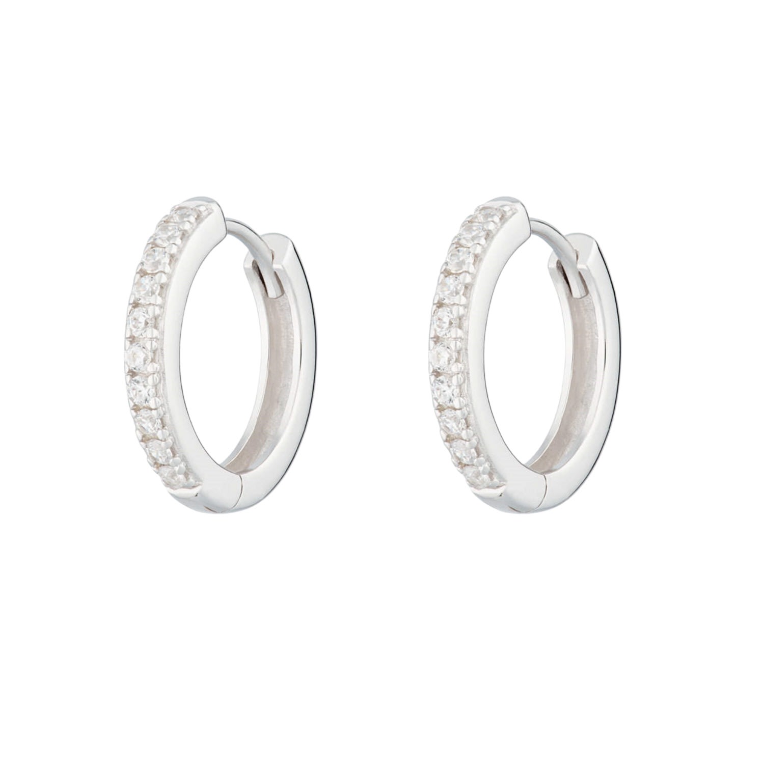 Shop Scream Pretty Women's Silver Large Huggie Earrings With Clear Stones