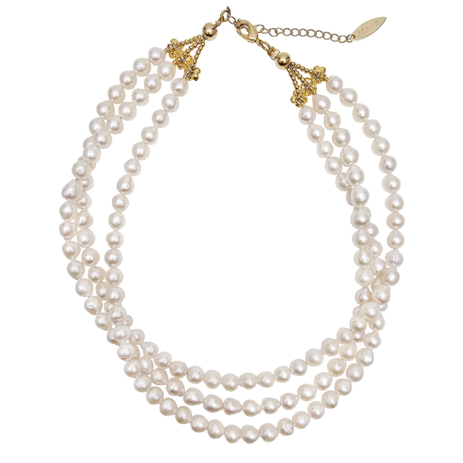 Farra Women's White Elegance Multi-layers Freshwater Pearls Necklace