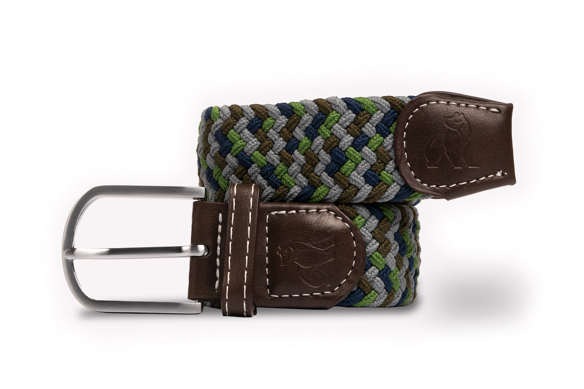 Men’s Green / Blue Woven Belt - Green And Blue Zigzag Small Swole Panda