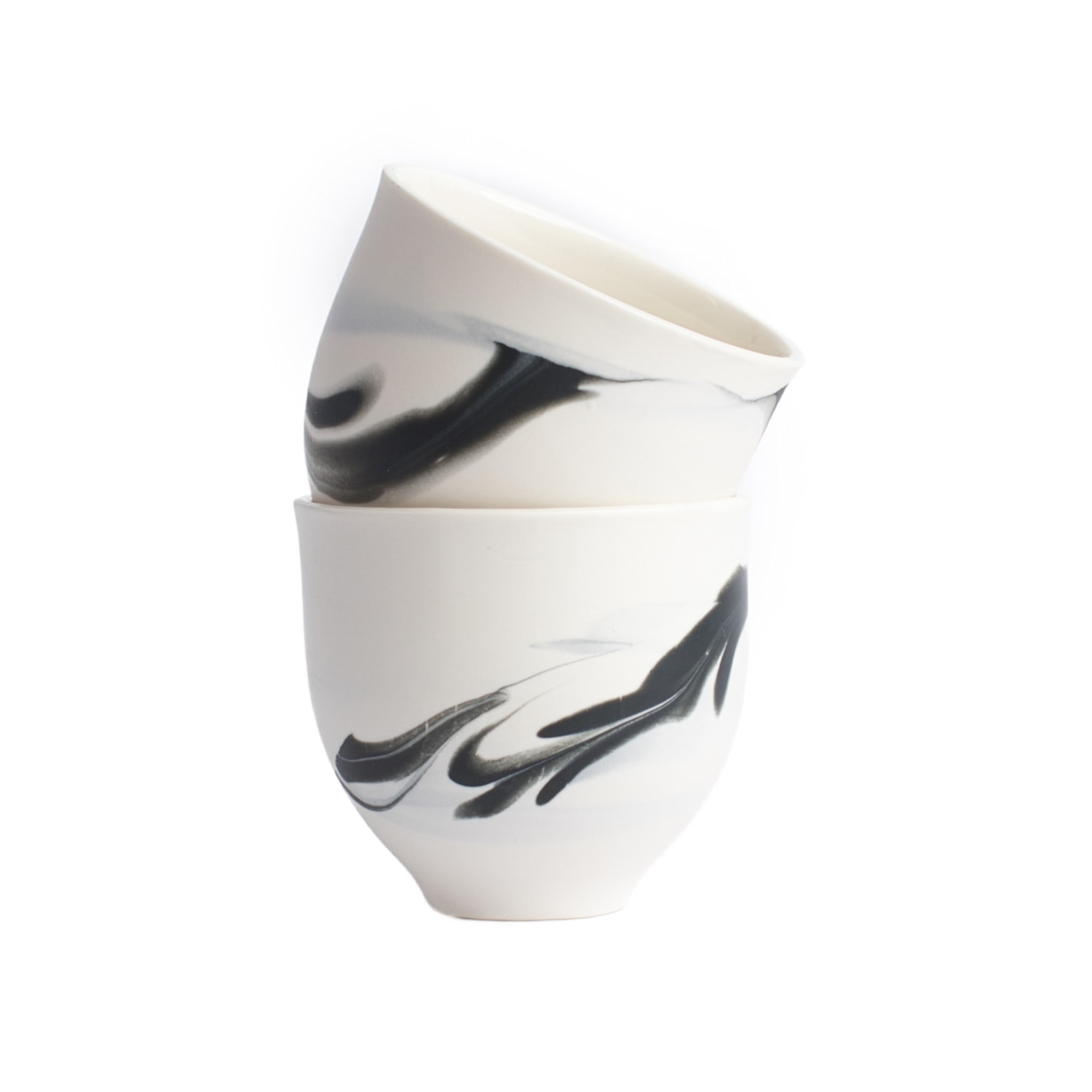 Black / White Small Marbled Tumbler - Black Michelle Williams Ceramics