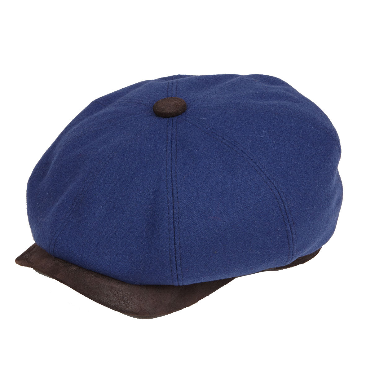 Dasmarca Hats Men's Eden Adriatic Blue Wool Newsboy Bakerboy Peaky Cap With Leather Visor Peak In Blue