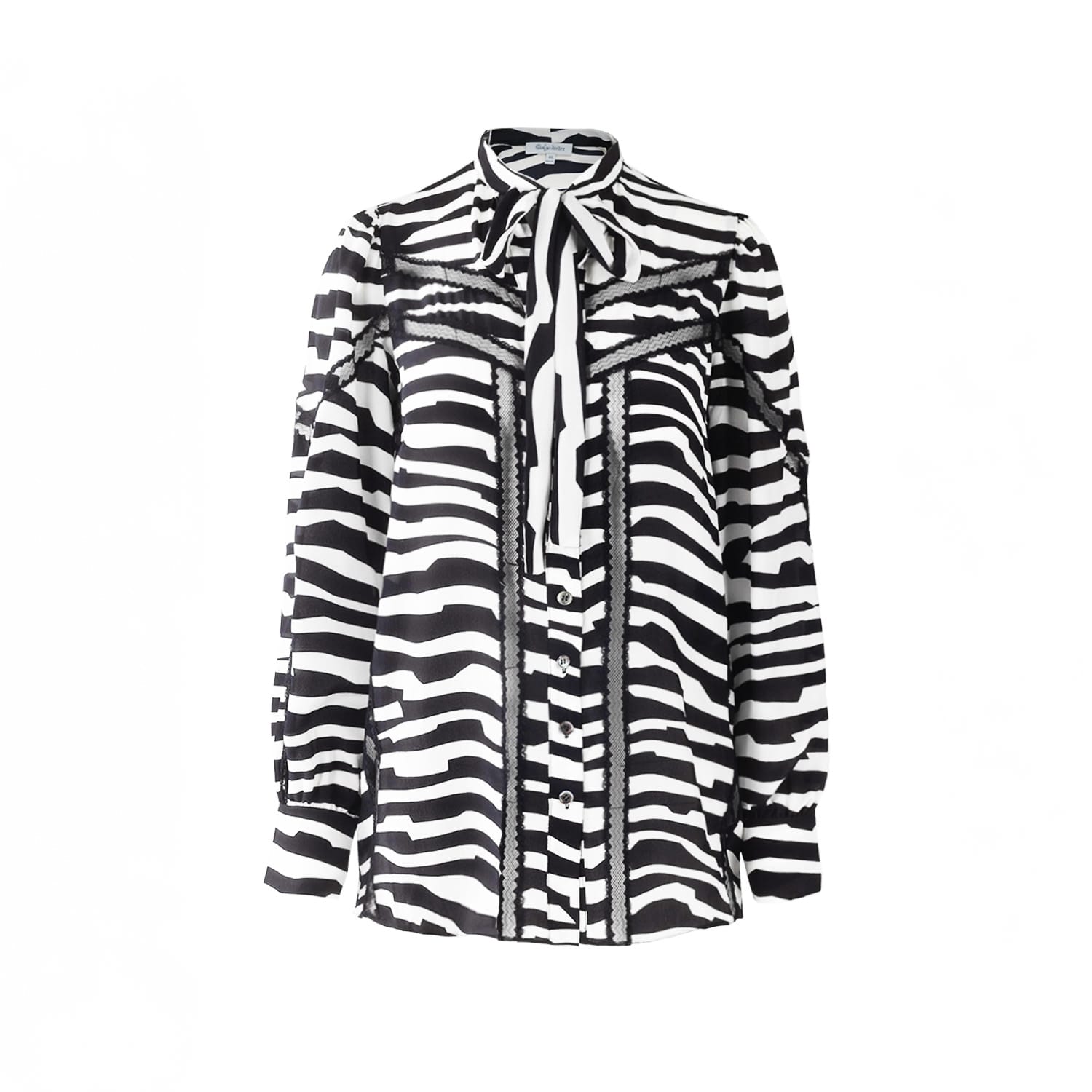 Solgo Atelier Women's Black / White Alexis Silk Blouse Abstract Print In Black/white