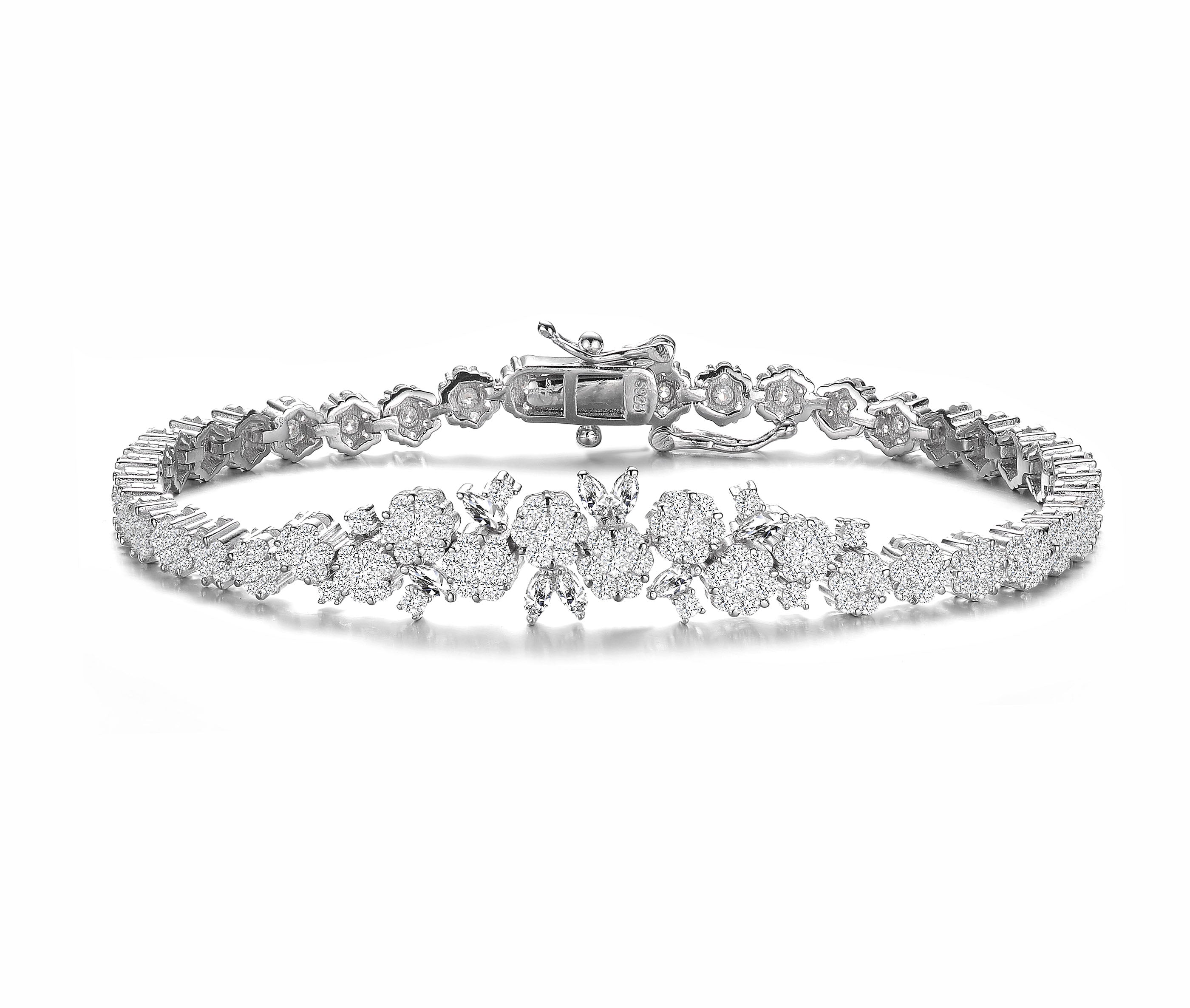 Women’s White / Silver Lierre Fleur Tennis Bracelet Genevive Jewelry