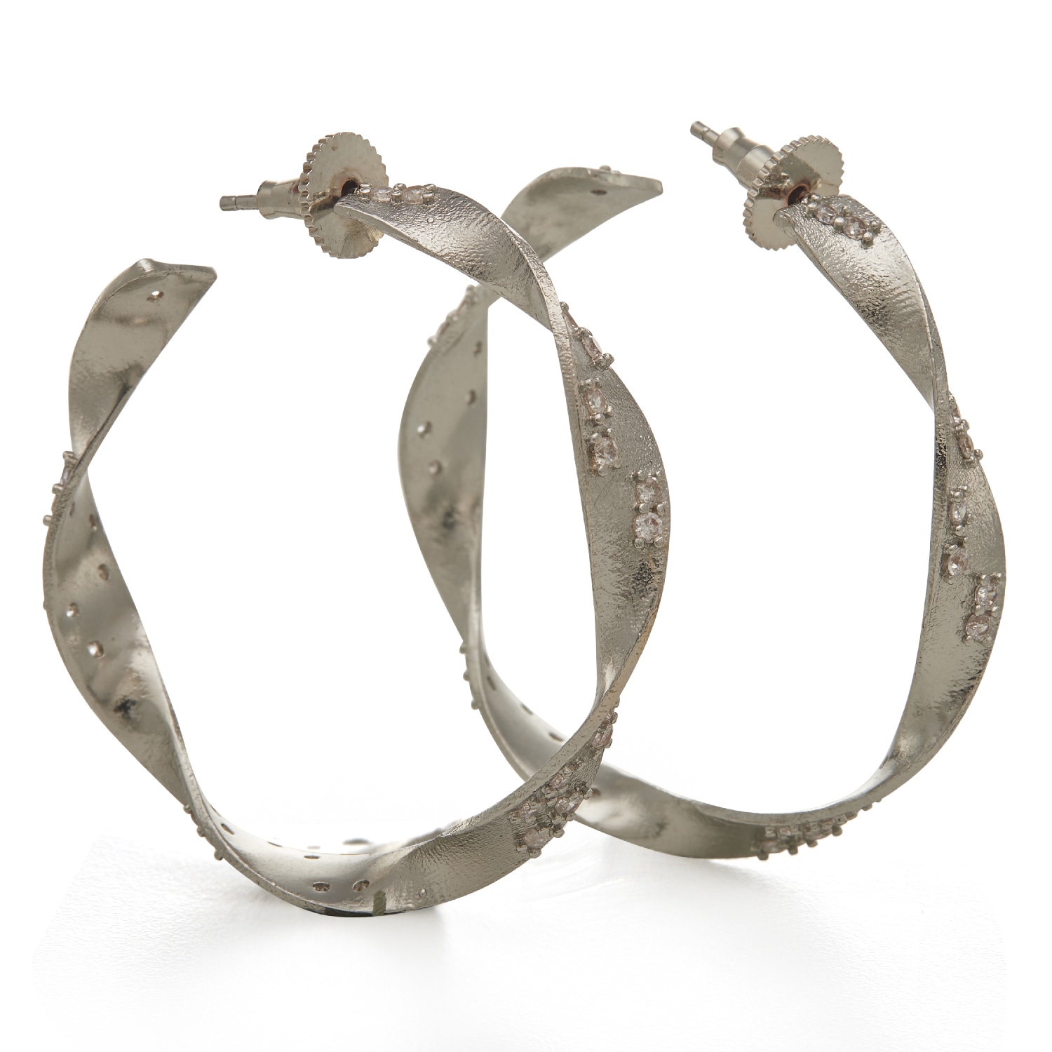 Women’s Silver Kali Hoops With White Zirconia Dhwani Bansal