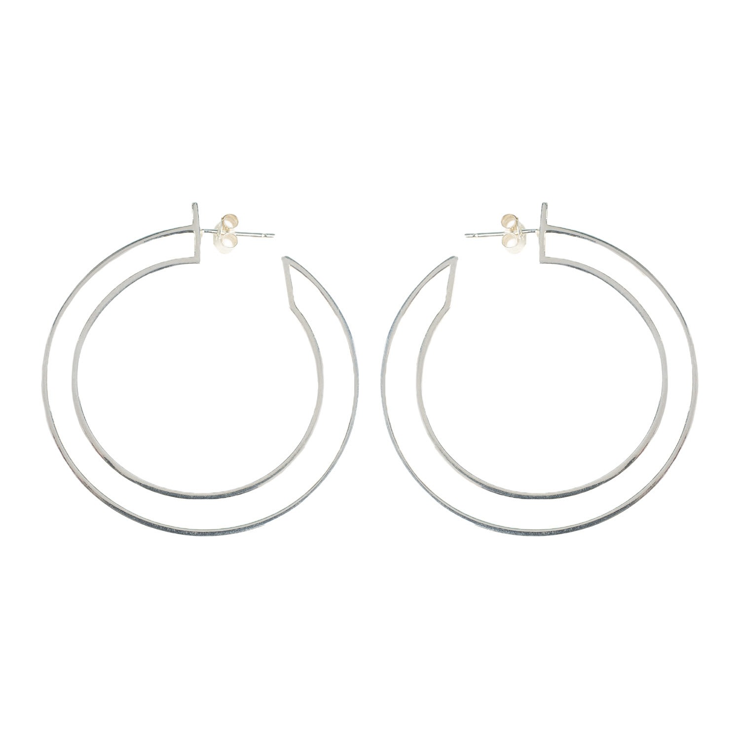 Toolally Women's Large Double Hoops - Silver In Metallic