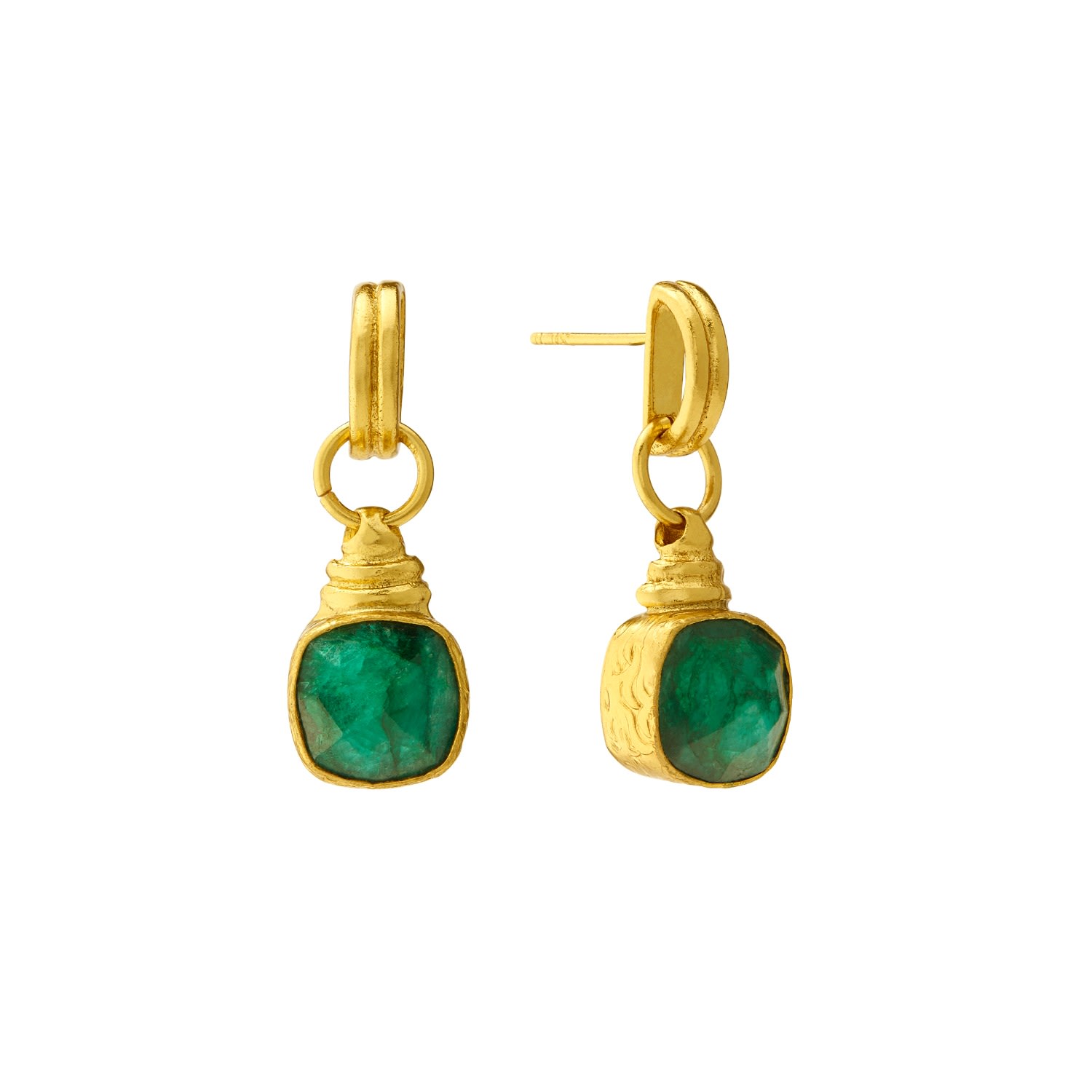 Women’s Gold / Green Eleanor Emerald Drop Stud Earrings Ottoman Hands