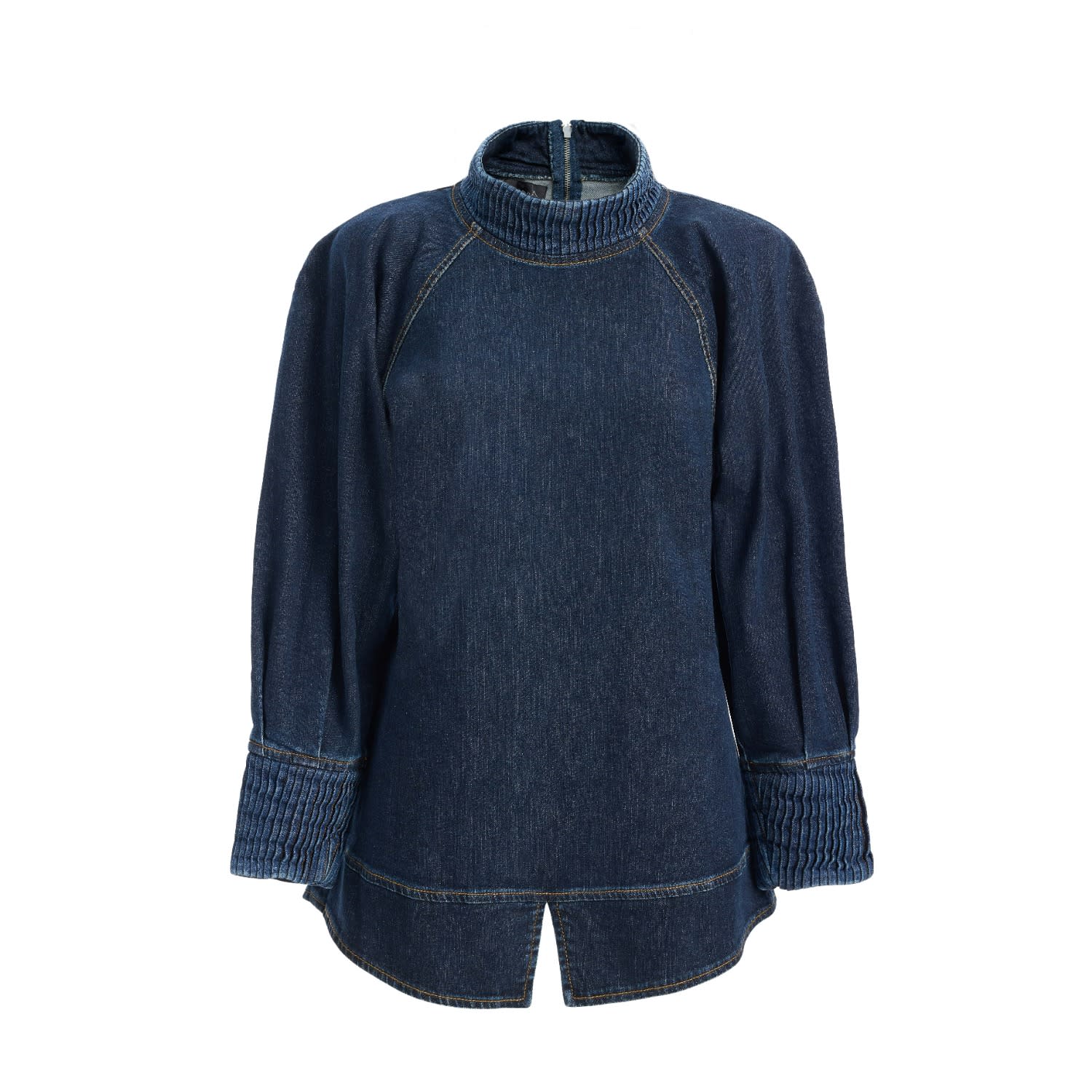 2be4a Blue Women's Balloon Sleeve Denim Blouse