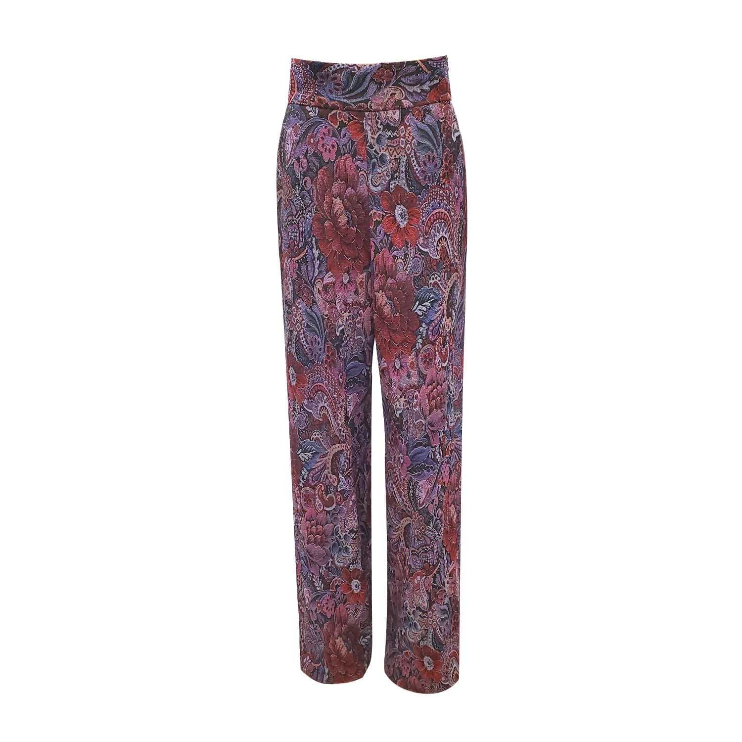 Women’s Jacquard Floral High Waisted Wide Leg Pants Large Adiba