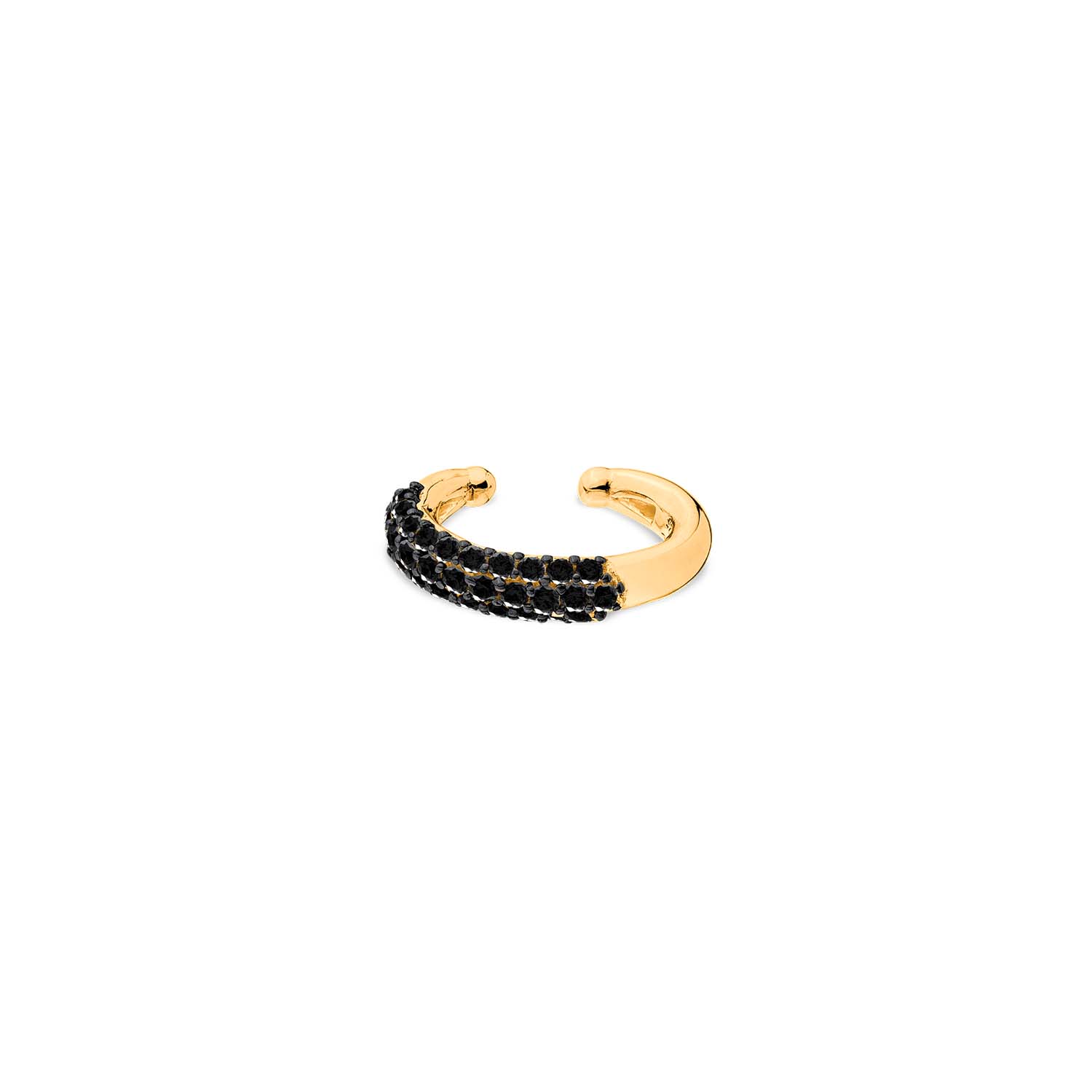 Sally Skoufis Women's Black / Gold Cosmic Alchemy Ear Cuff With Man Made Cz Diamond Stimulant In Sterling Silver & In Multi