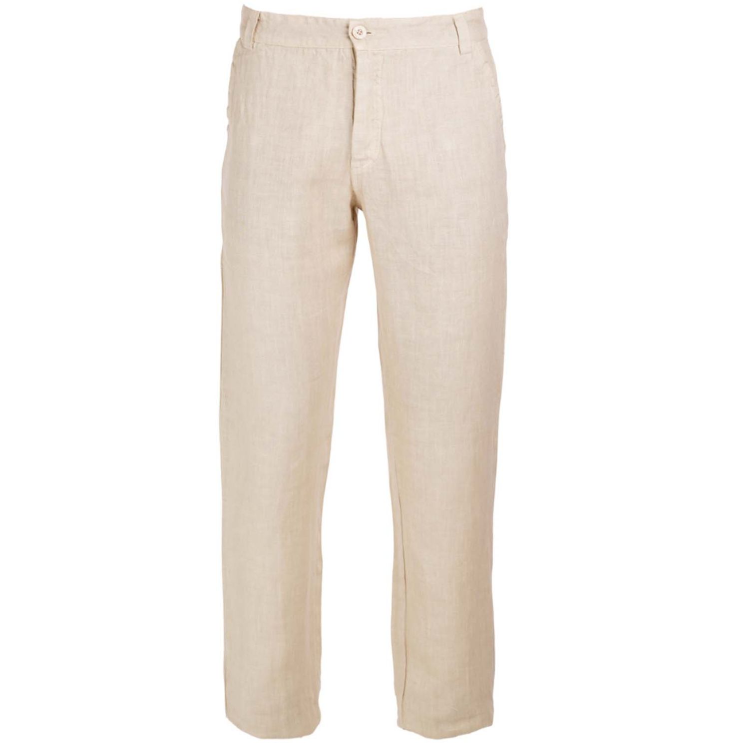 Haris Cotton Men's Neutrals Linen Pants With Back Cargo Pockets Beach Sand
