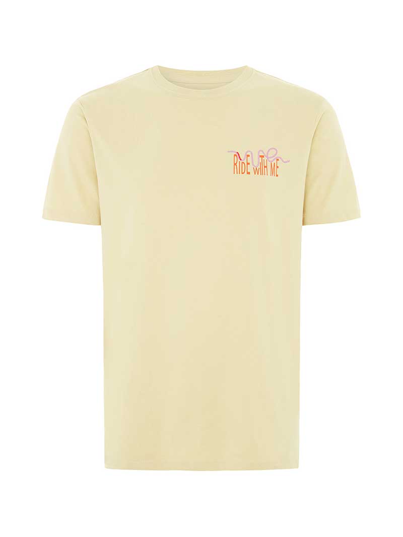 Blonde Gone Rogue Neutrals Roller Coaster Graphic Print Mens T-shirt, Organic Cotton, In Beige