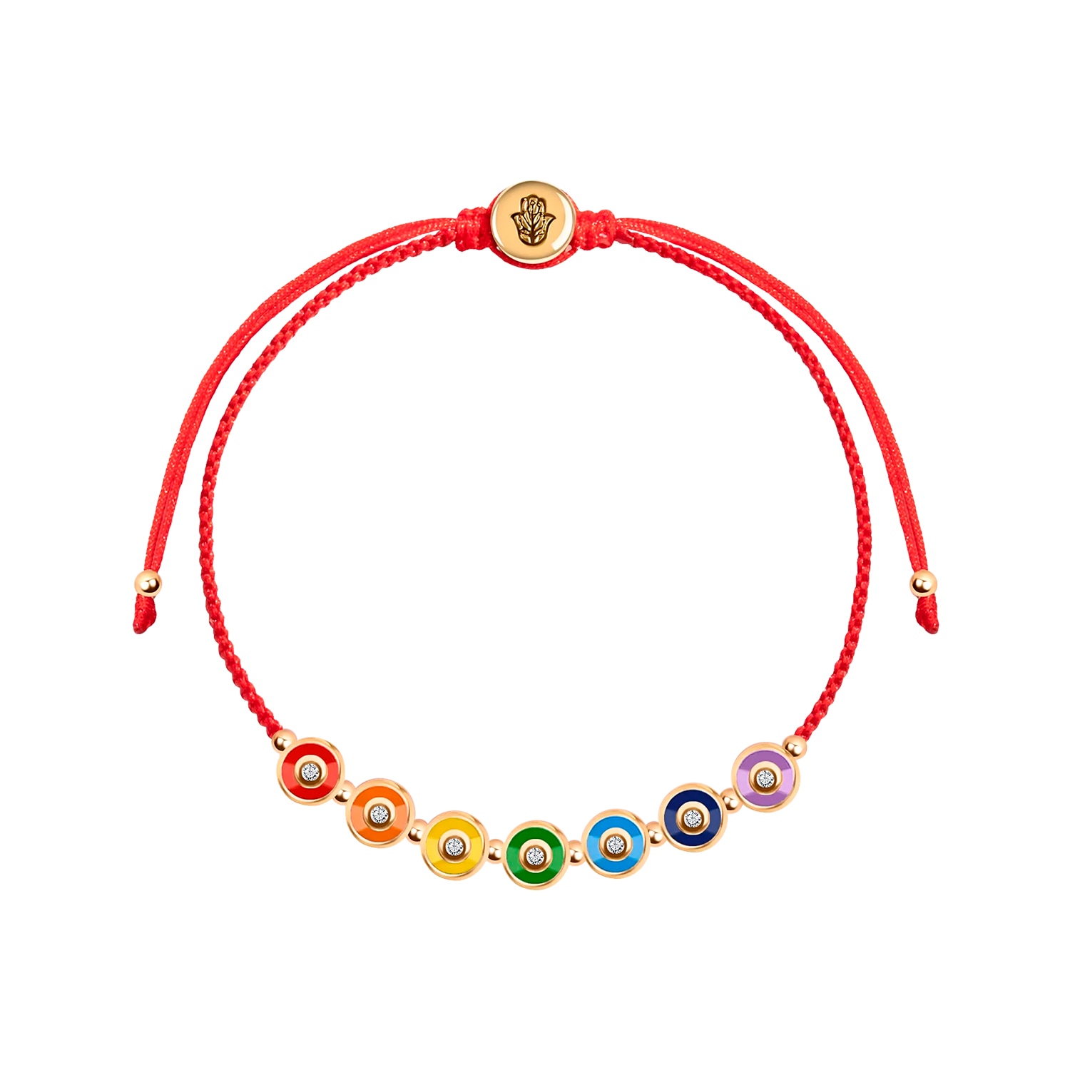 Karma And Luck Women's Joyful Journey - Gold Plated Chakra Red String Bracelet In Red