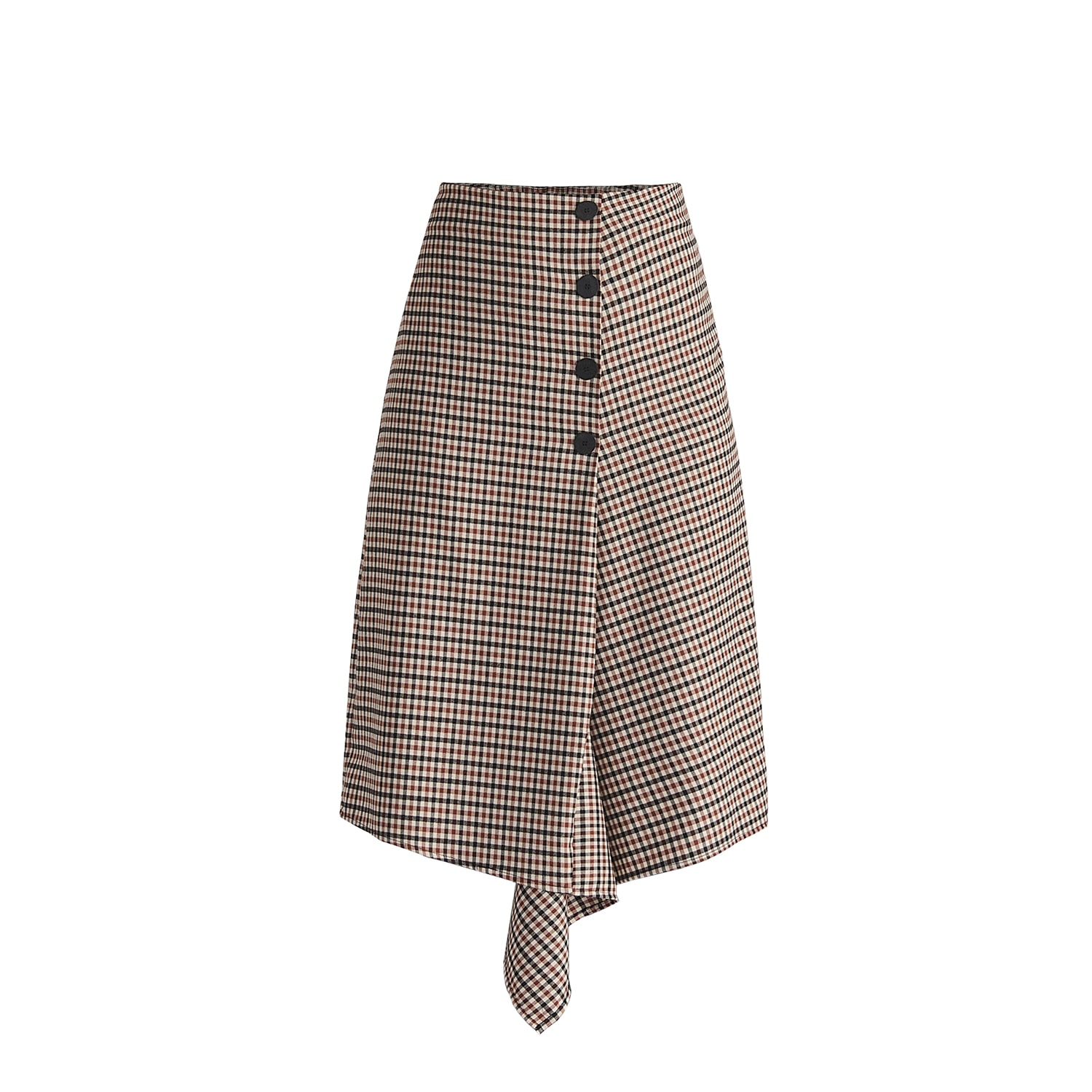 Paisie Women's Draped Check Skirt In Red White & Black In Red