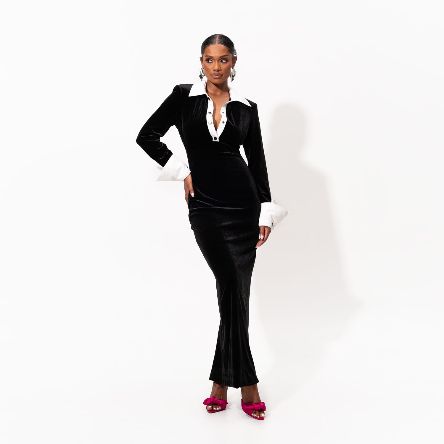 Robin Velvet Maxi Dress In Black Onyx | OFUURE | Wolf & Badger