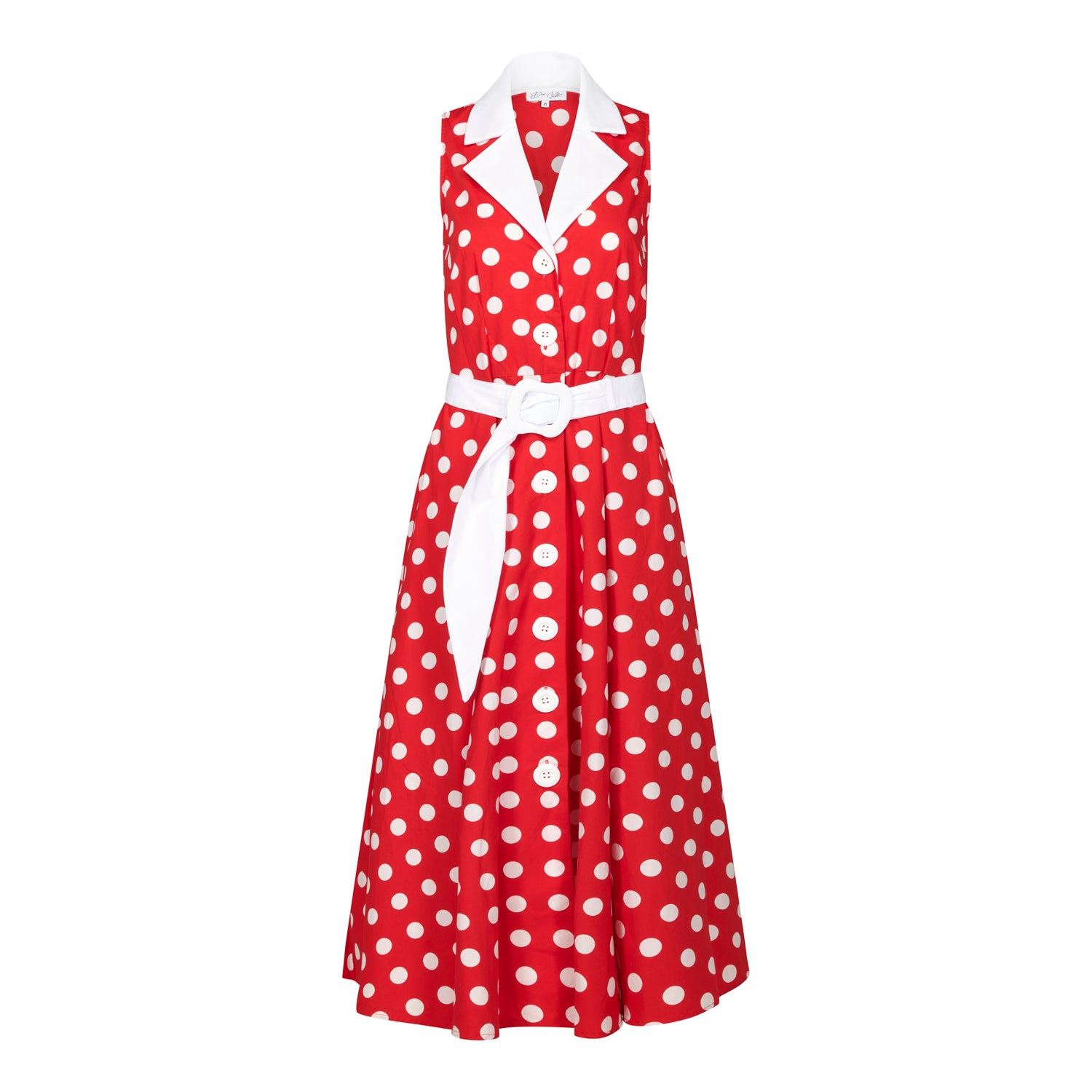 Women’s White / Red Adelaide Alluring Midi Dress With Red & White Polka Dots Large Deer You