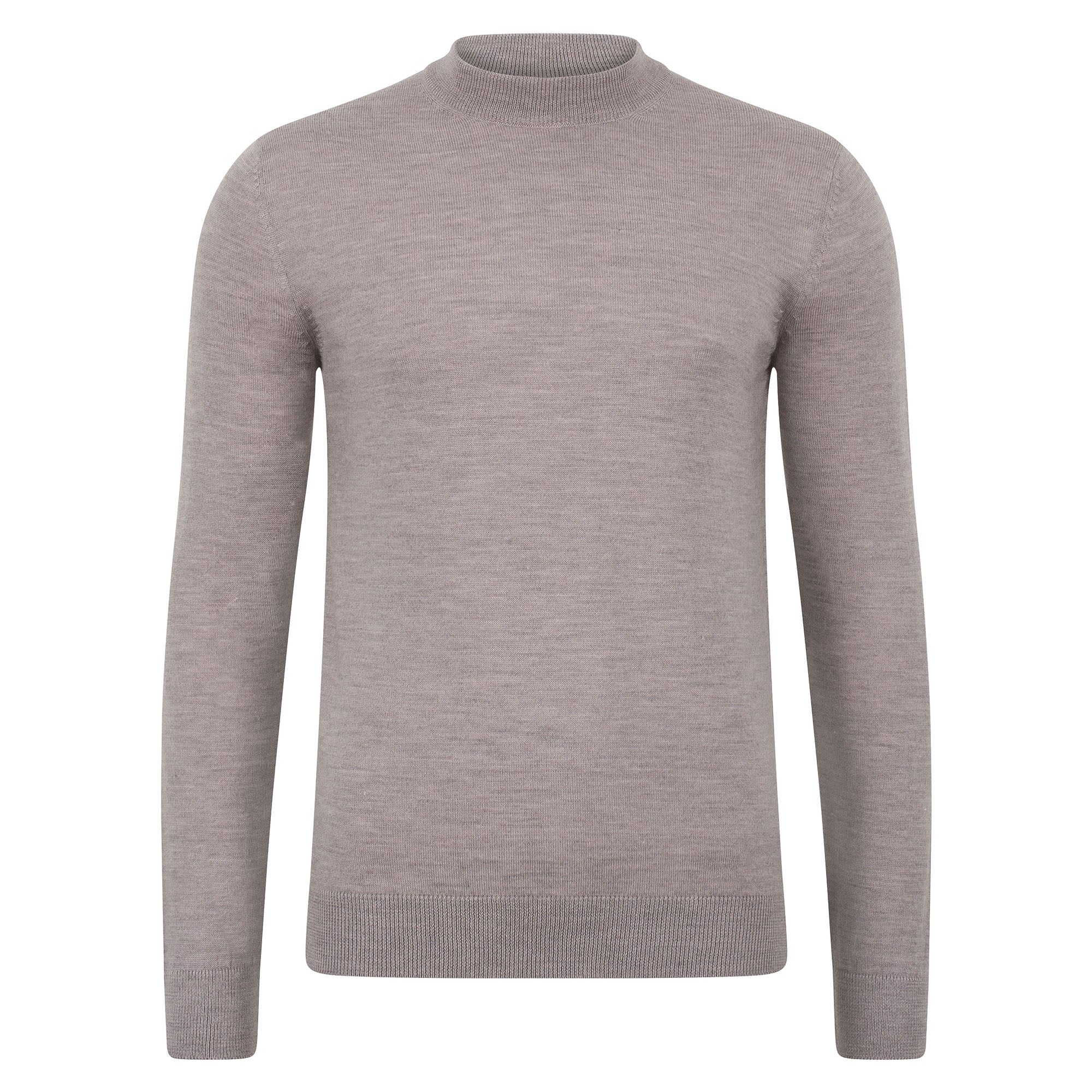 Paul James Knitwear Brown Mens Extra Fine Merino Marco Narrow Mock Turtleneck Jumper - Barley In Brown