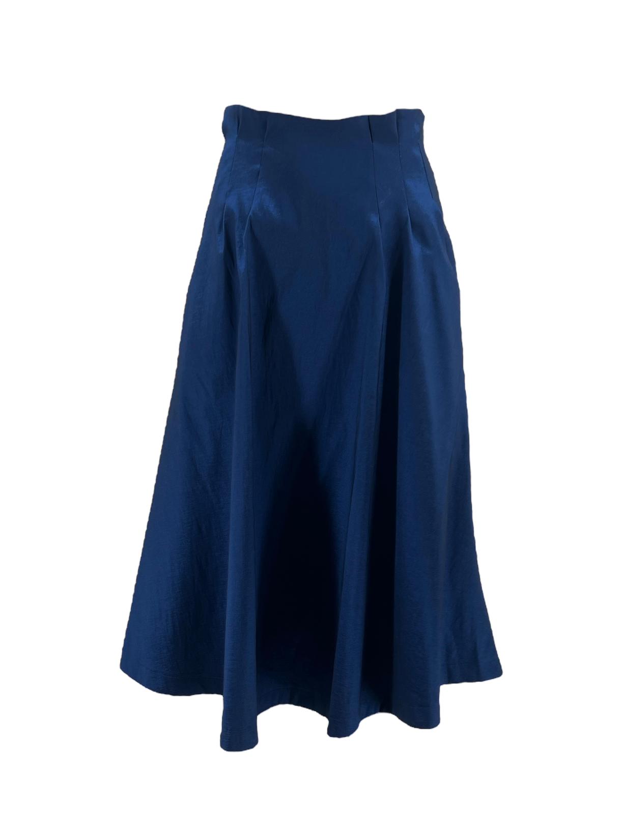 Women’s Box Pleated Taffeta Skirt - Blue Medium Monzlapur New York