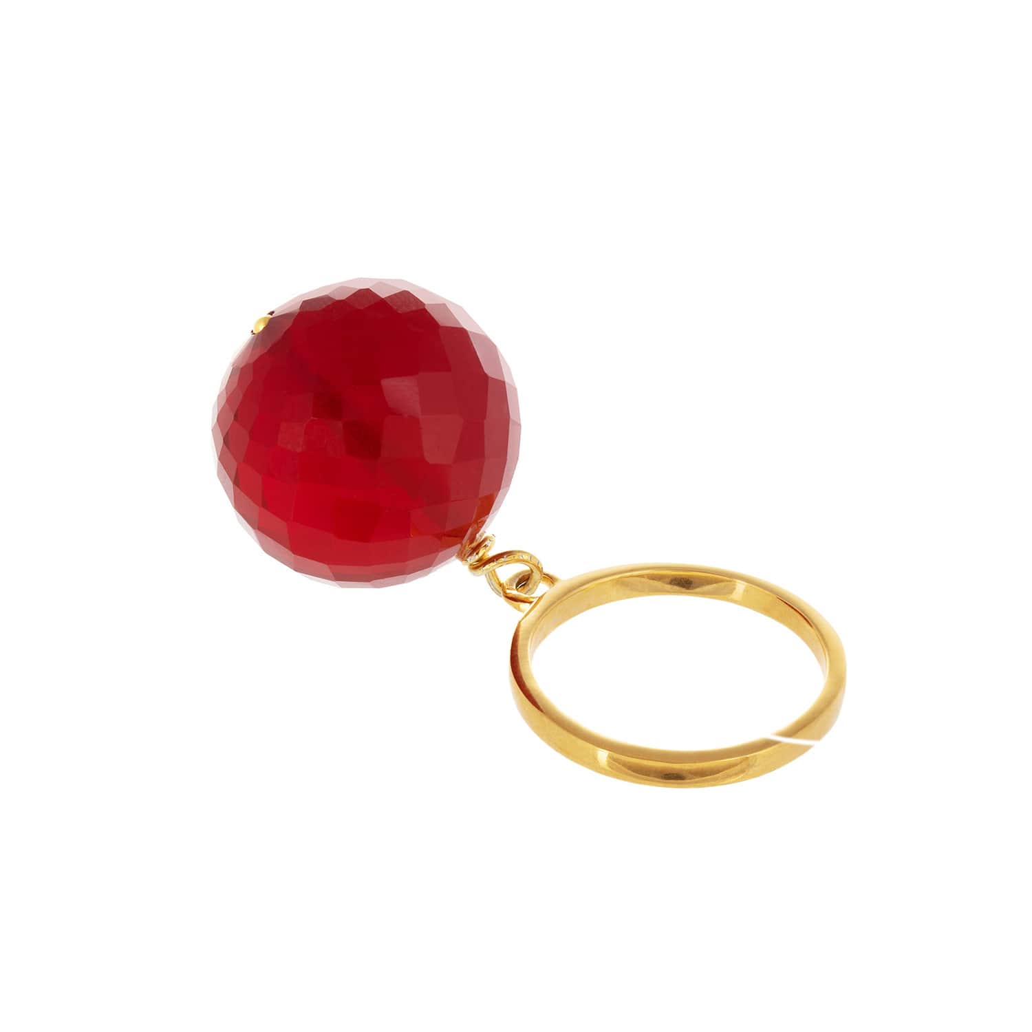 Amadeus Women's Gold / Red Bubble Red Onyx Gold Ring - Gold, Red