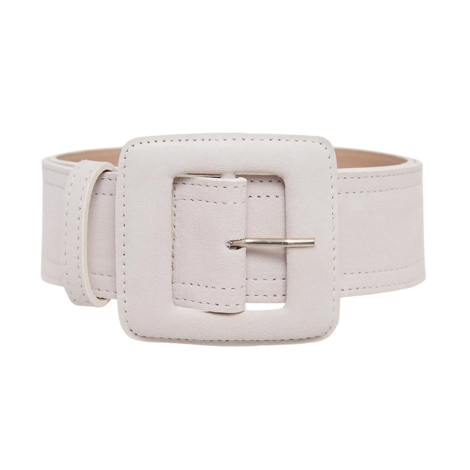 Suede Square Buckle Belt - Off White | BeltBe | Wolf & Badger